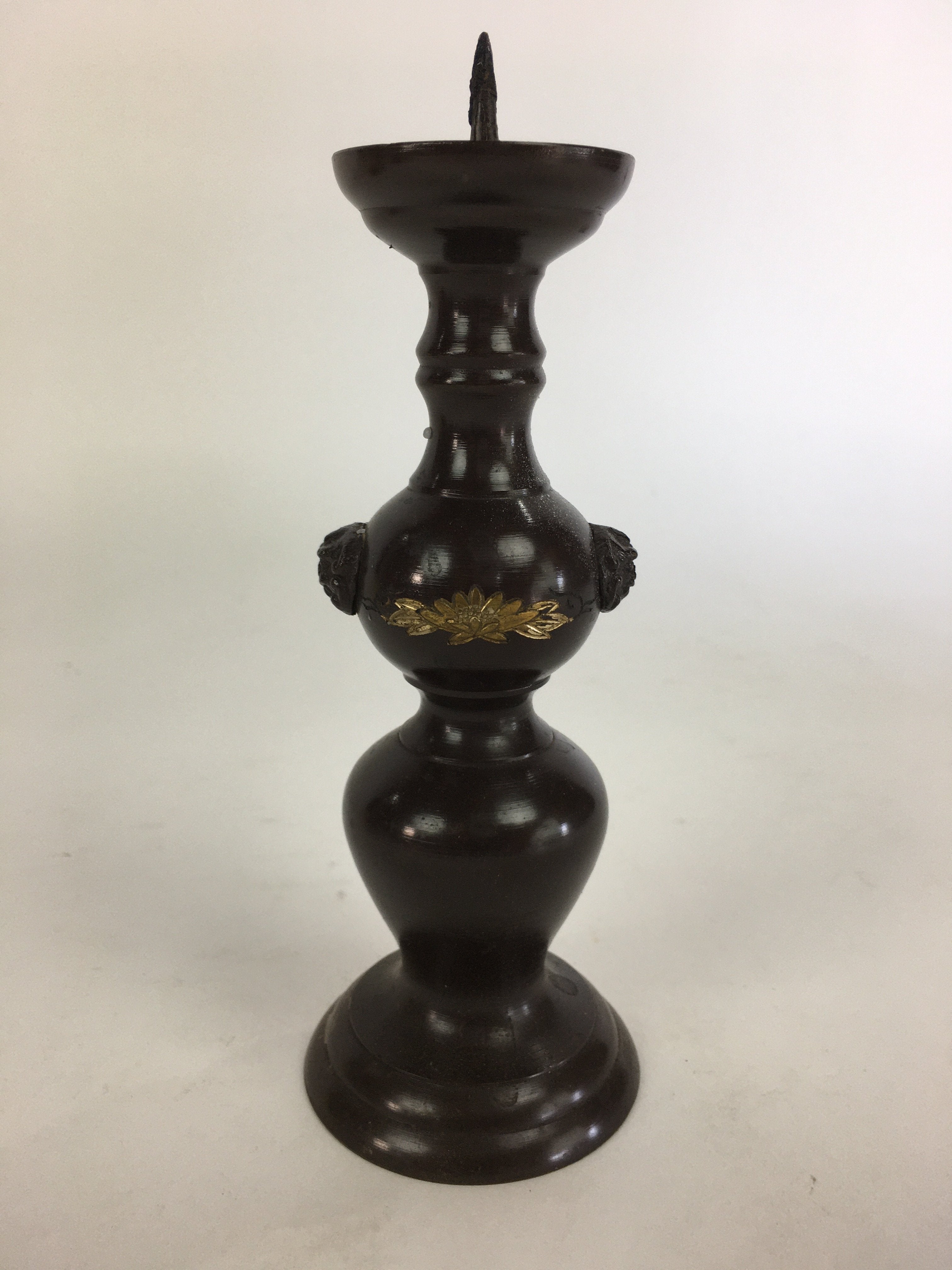 Japanese Buddhist Altar Fitting Bronze Candle Stand Vtg Shokudai Butsudan BU514