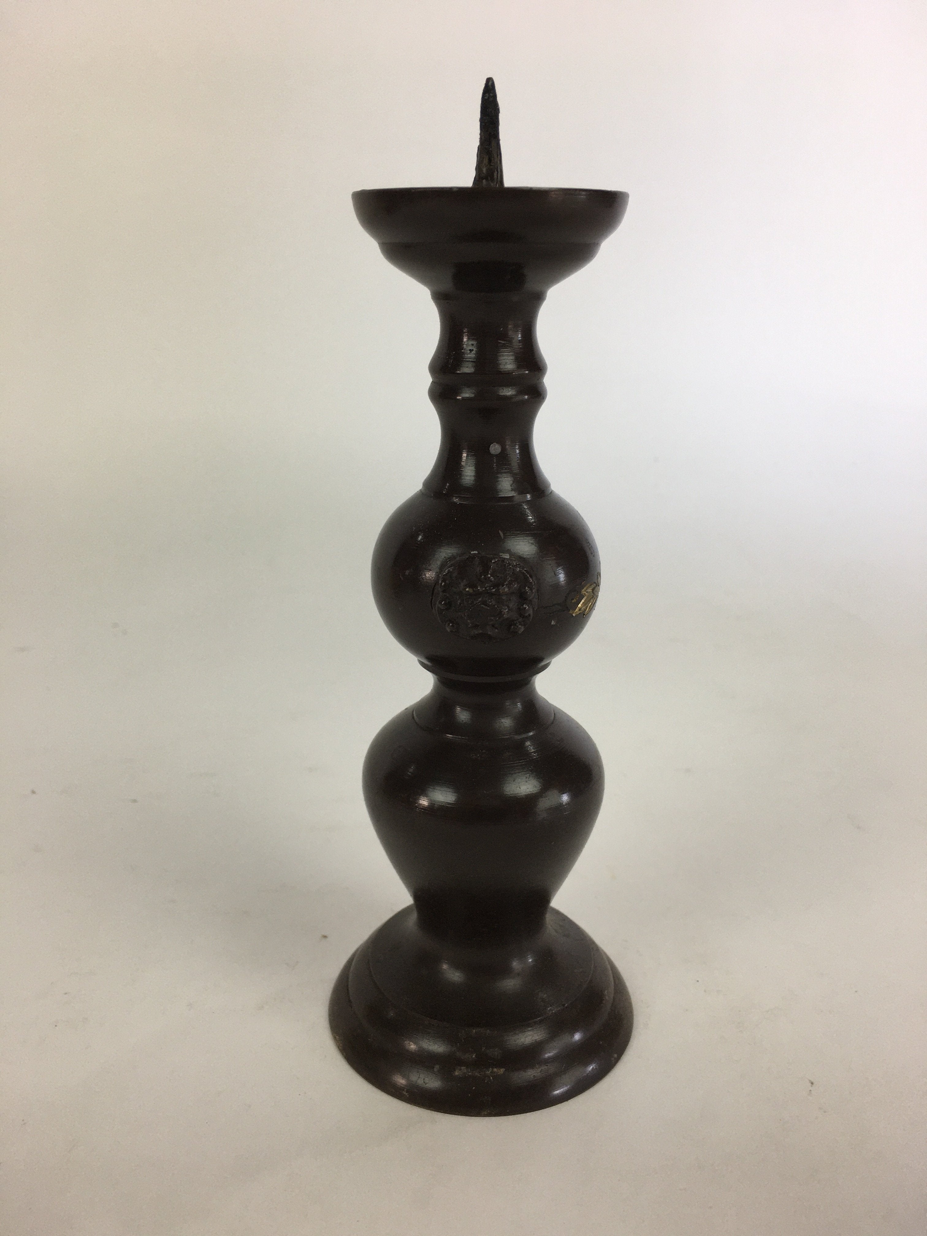 Japanese Buddhist Altar Fitting Bronze Candle Stand Vtg Shokudai Butsudan BU514