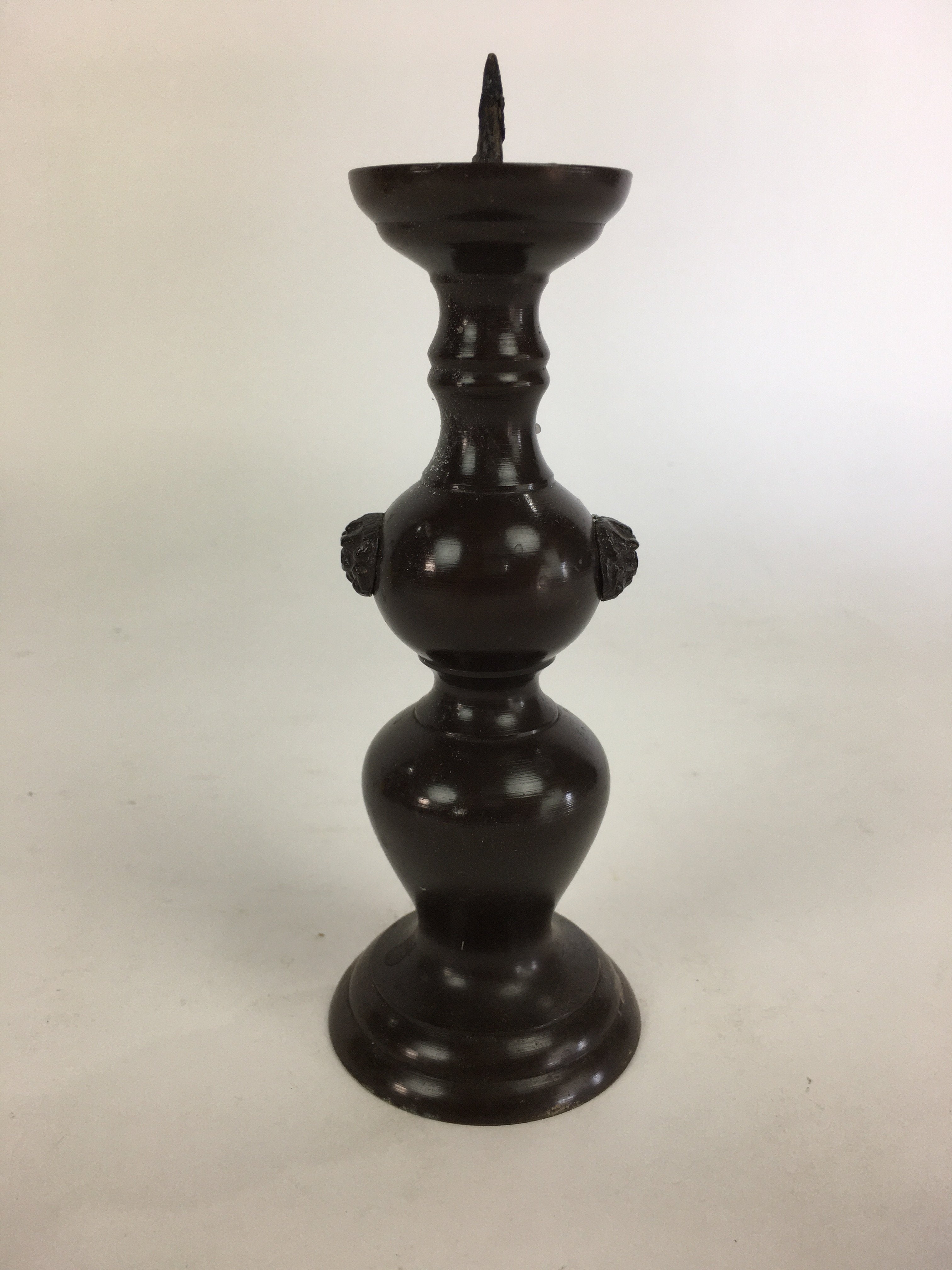 Japanese Buddhist Altar Fitting Bronze Candle Stand Vtg Shokudai Butsudan BU514