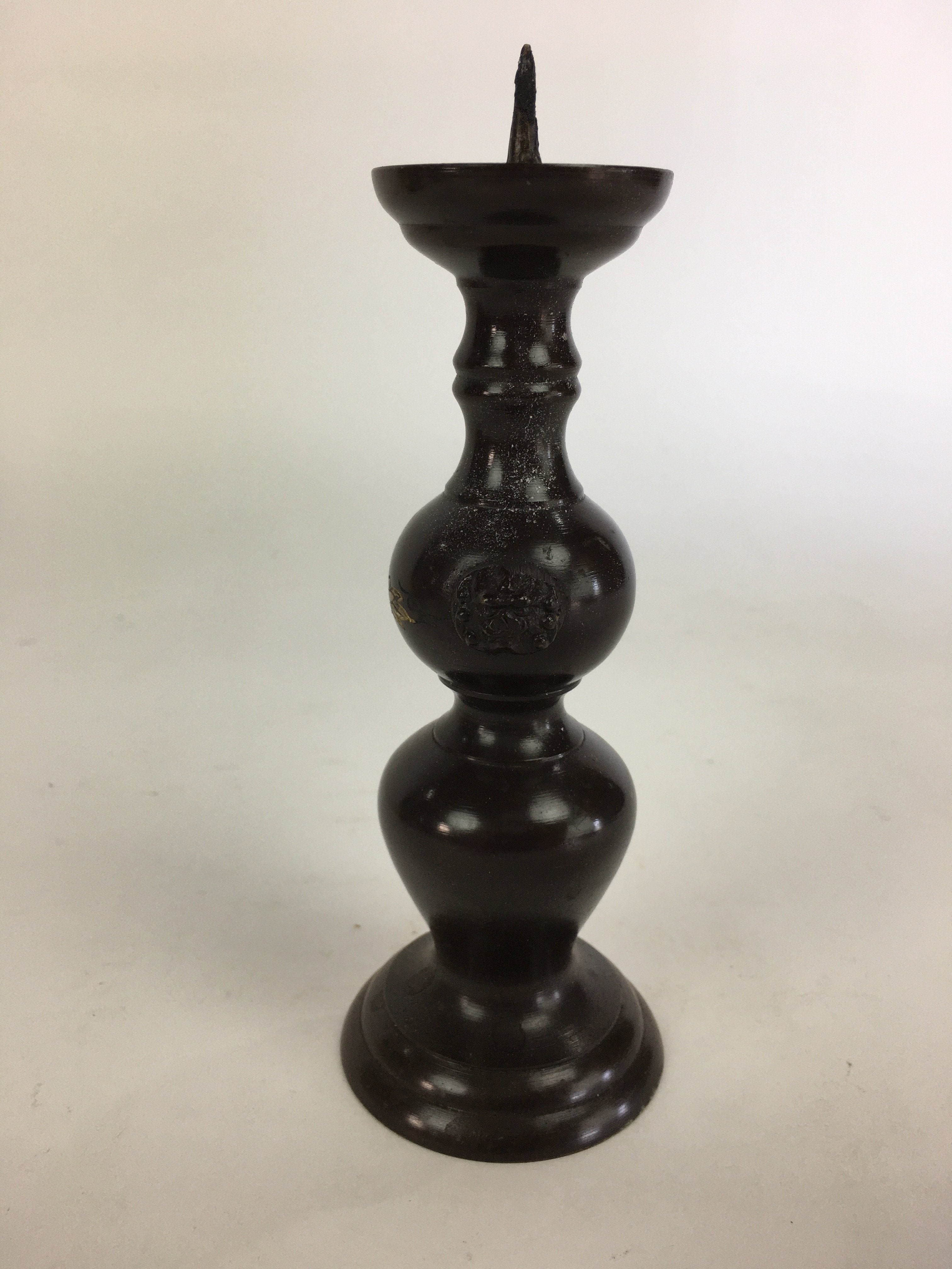 Japanese Buddhist Altar Fitting Bronze Candle Stand Vtg Shokudai Butsudan BU514