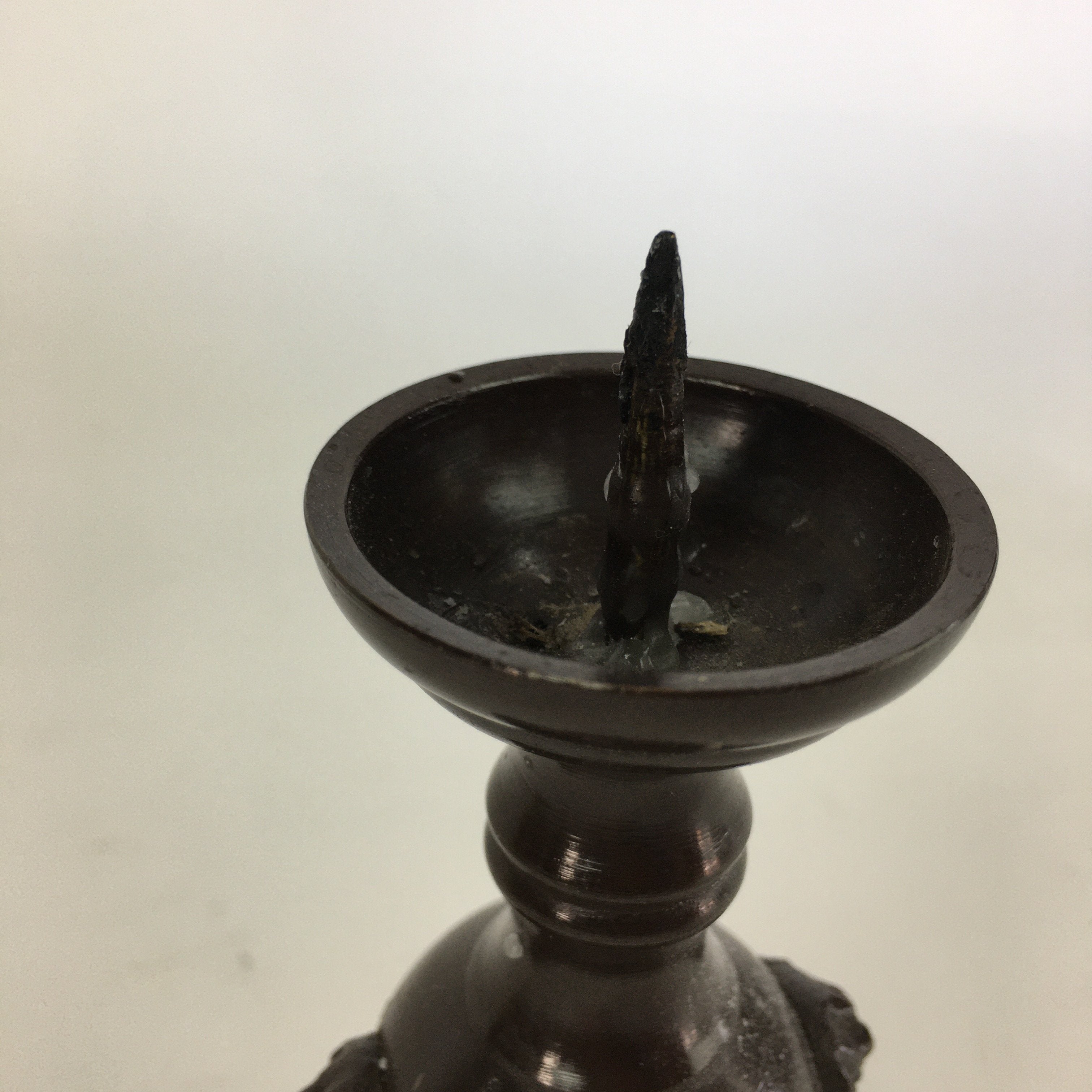 Japanese Buddhist Altar Fitting Bronze Candle Stand Vtg Shokudai Butsudan BU514