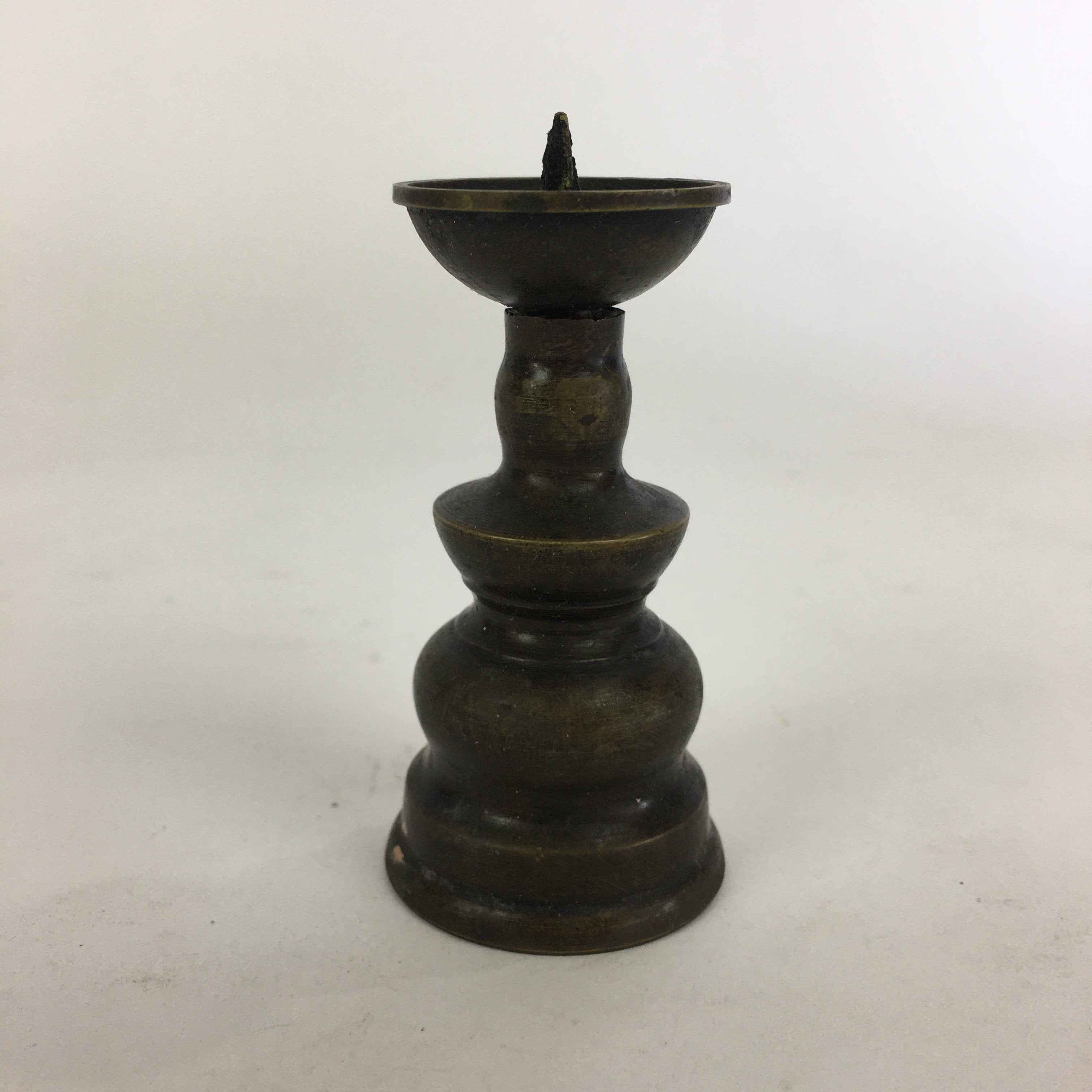 Japanese Buddhist Altar Fitting Bronze Candle Stand Vtg Shokudai Butsudan BU528