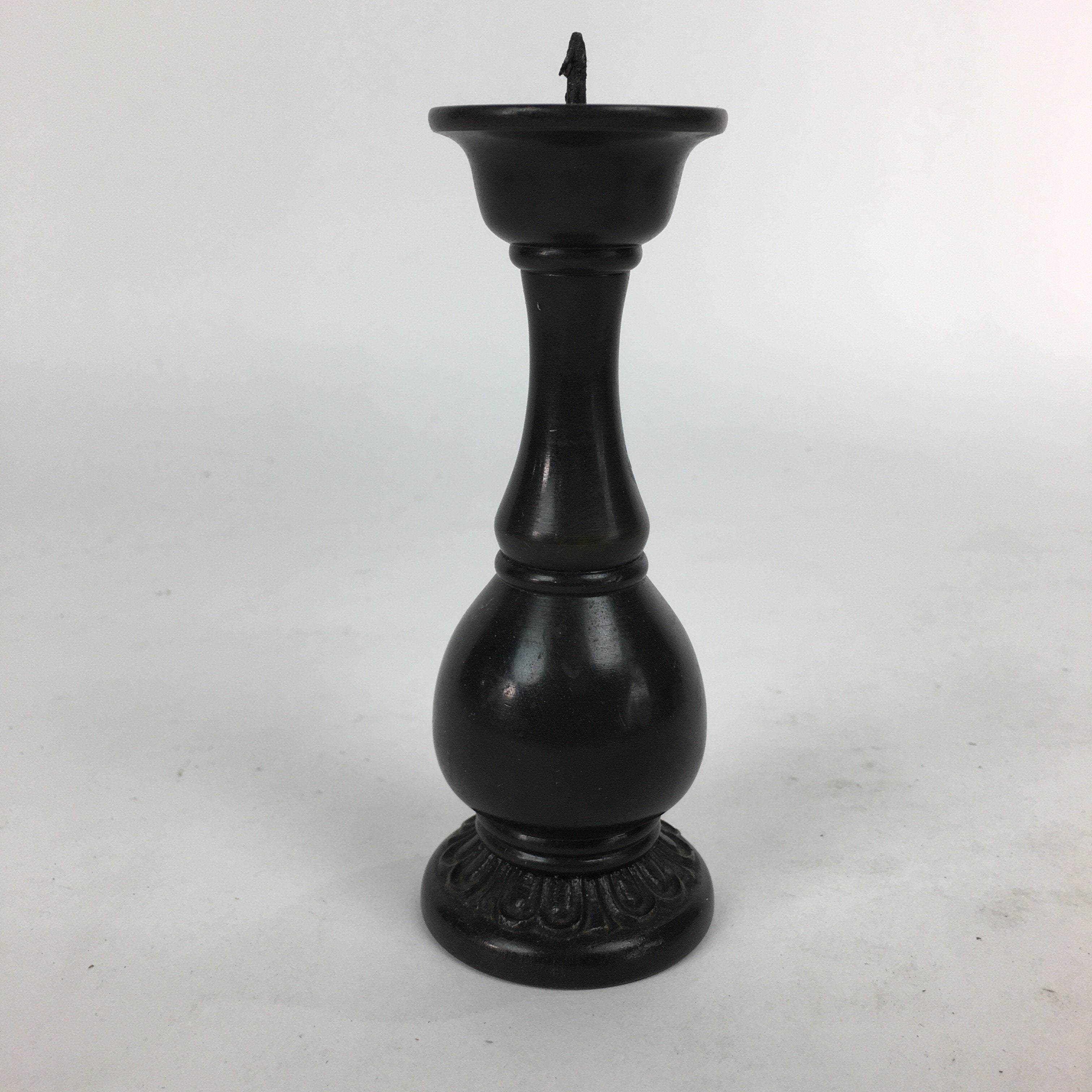 Japanese Buddhist Altar Fitting Bronze Candle Stand Vtg Shokudai Butsudan BU549