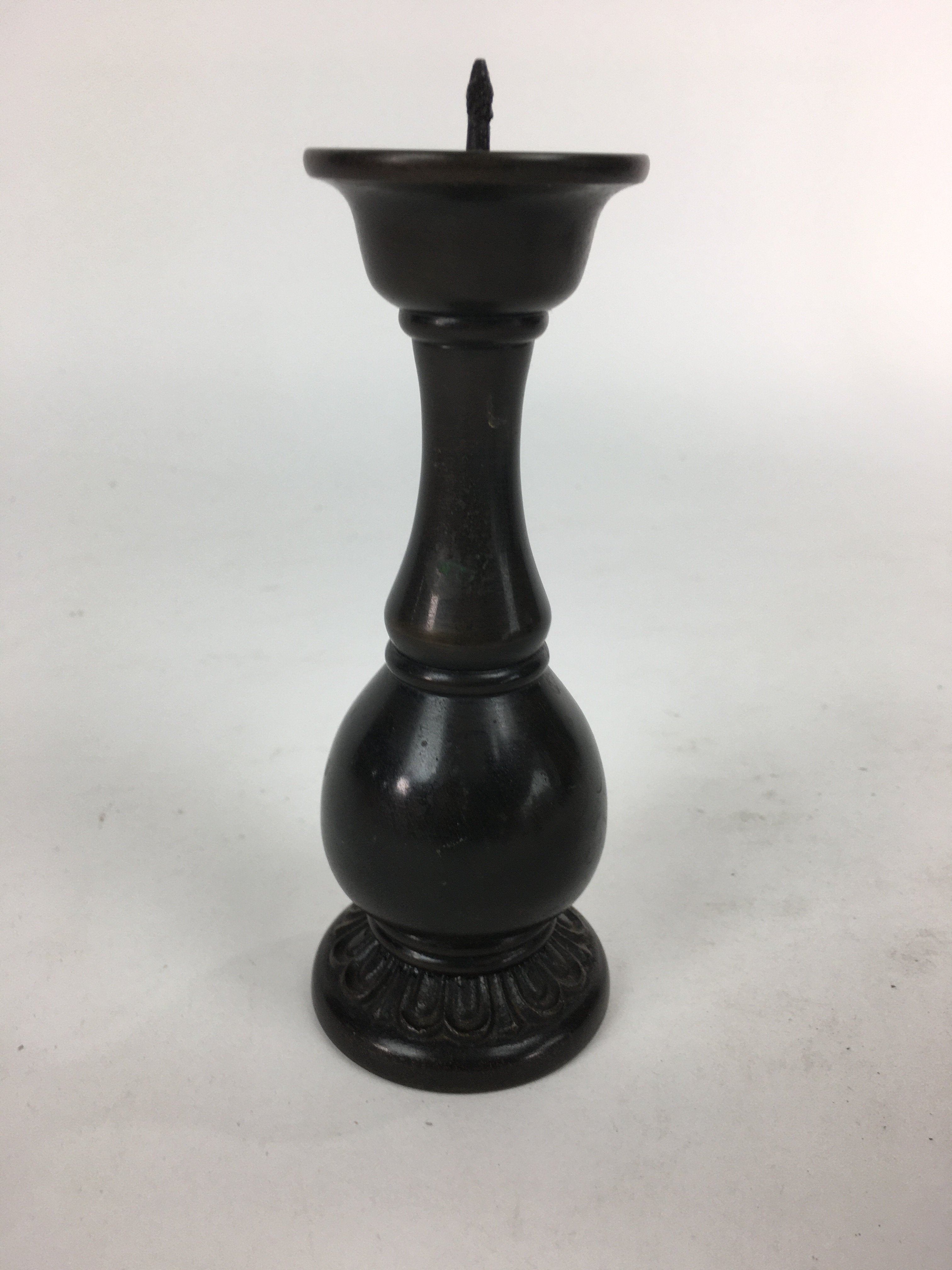 Japanese Buddhist Altar Fitting Bronze Candle Stand Vtg Shokudai Butsudan BU549