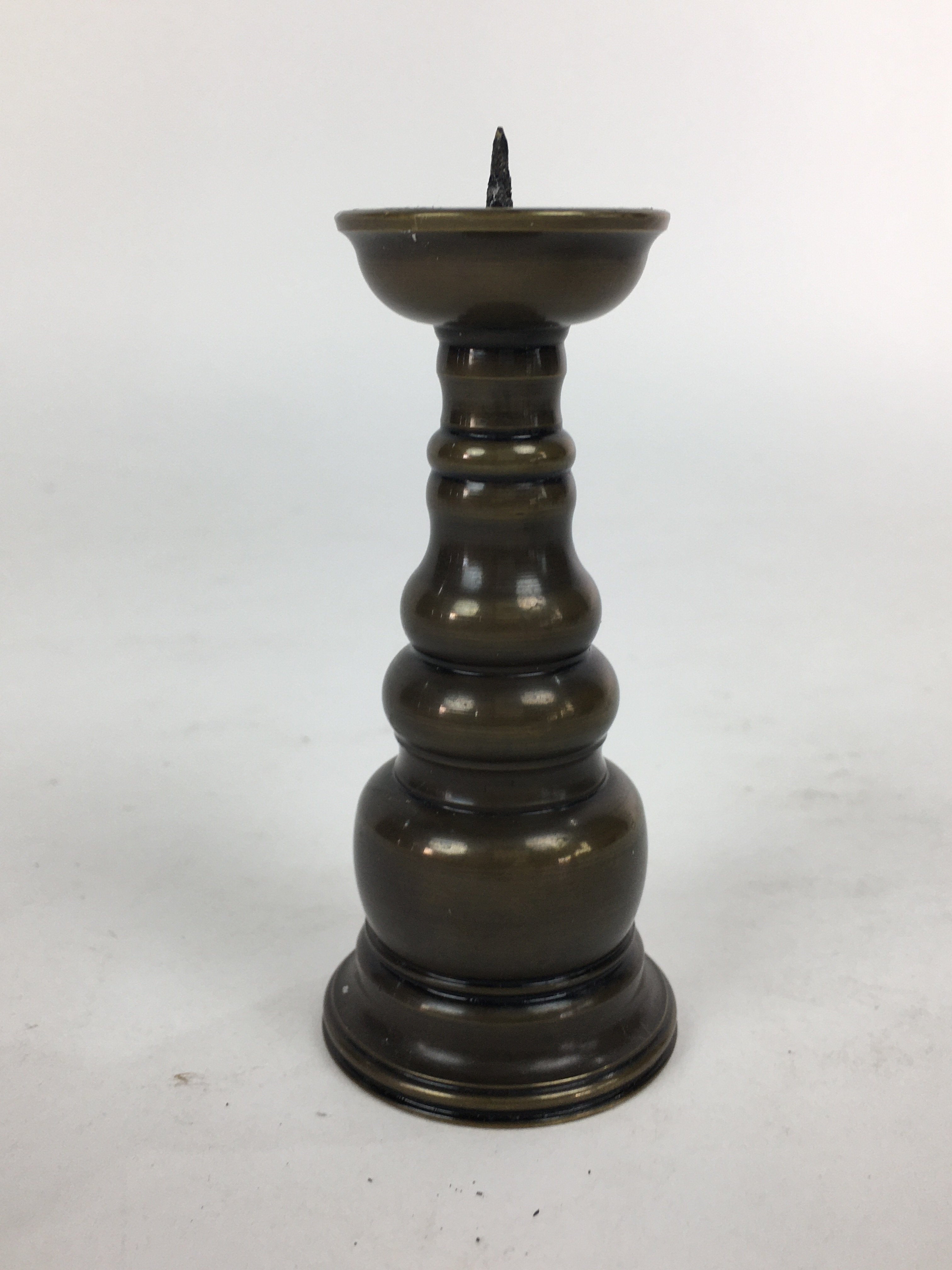 Japanese Buddhist Altar Fitting Bronze Candle Stand Vtg Shokudai Butsudan BU553
