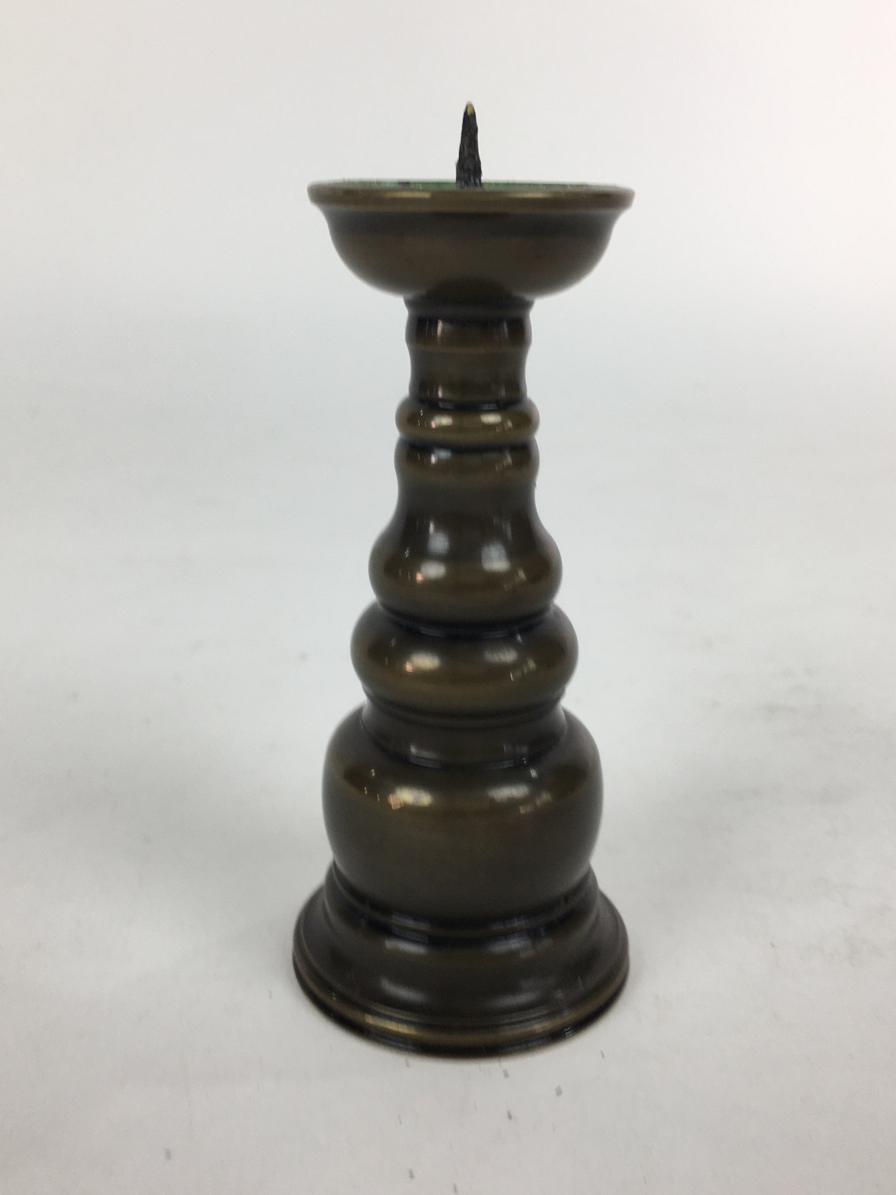 Japanese Buddhist Altar Fitting Bronze Candle Stand Vtg Shokudai Butsudan BU553