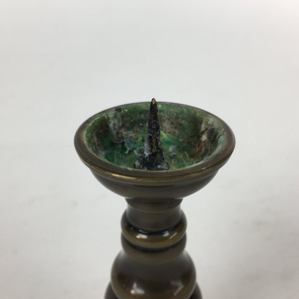 Japanese Buddhist Altar Fitting Bronze Candle Stand Vtg Shokudai Butsudan BU553
