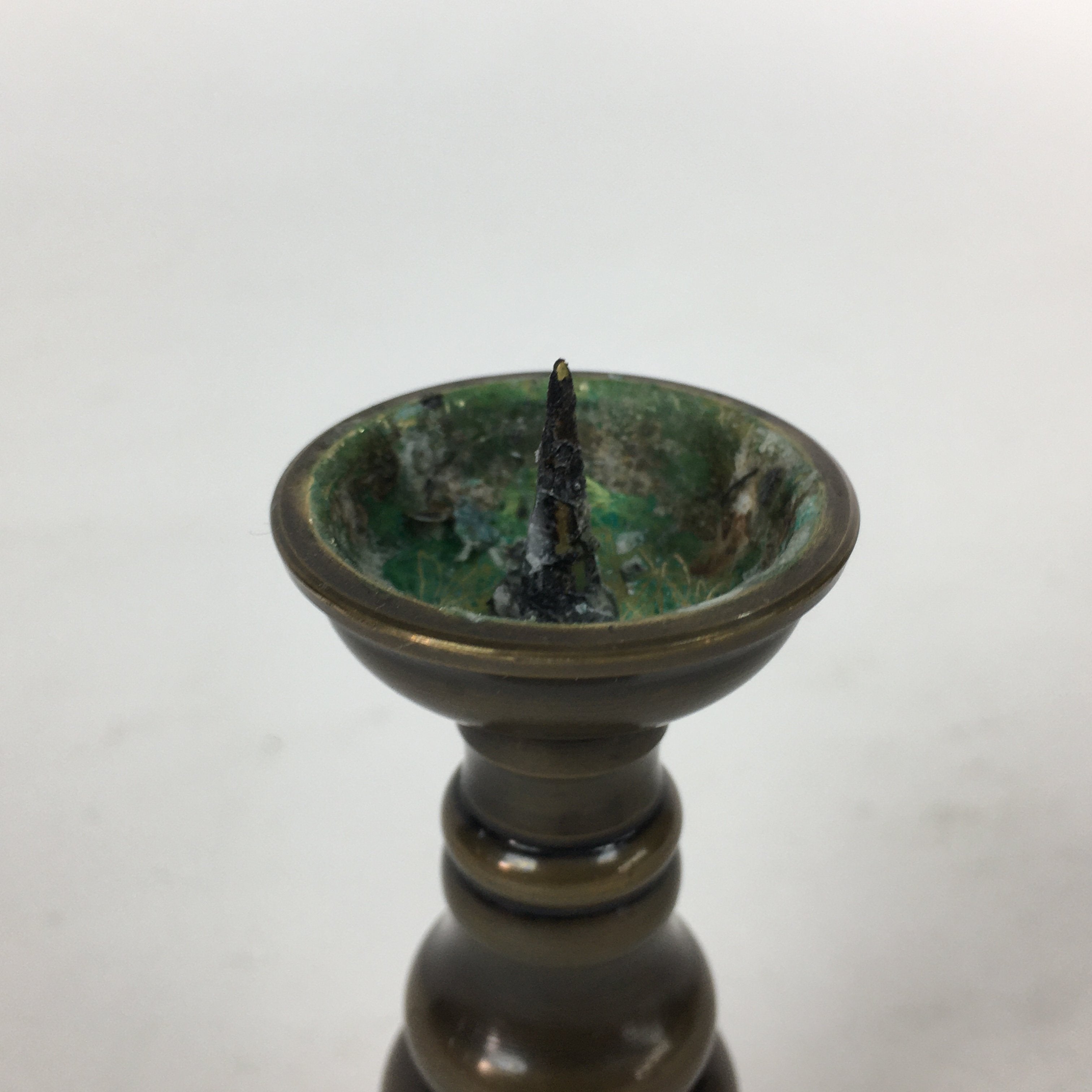 Japanese Buddhist Altar Fitting Bronze Candle Stand Vtg Shokudai Butsudan BU553
