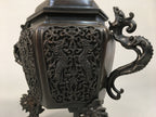 Japanese Buddhist Altar Fitting Bronze Incense Burner Vtg Shishi Dragon Koro BU3