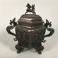 Japanese Buddhist Altar Fitting Bronze Incense Burner Vtg Shishi Dragon Koro BU3
