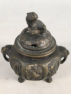Japanese Buddhist Altar Fitting Bronze Incense Burner Vtg Shishi Koro BU283
