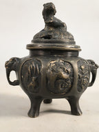 Japanese Buddhist Altar Fitting Bronze Incense Burner Vtg Shishi Koro BU283