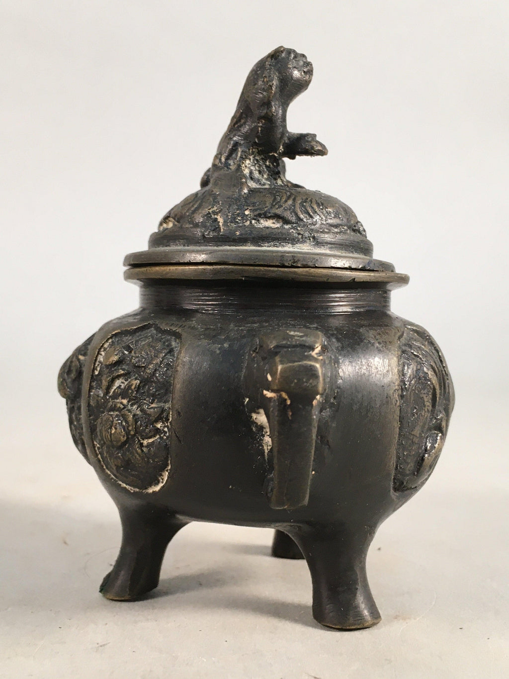 Japanese Buddhist Altar Fitting Bronze Incense Burner Vtg Shishi Koro BU283