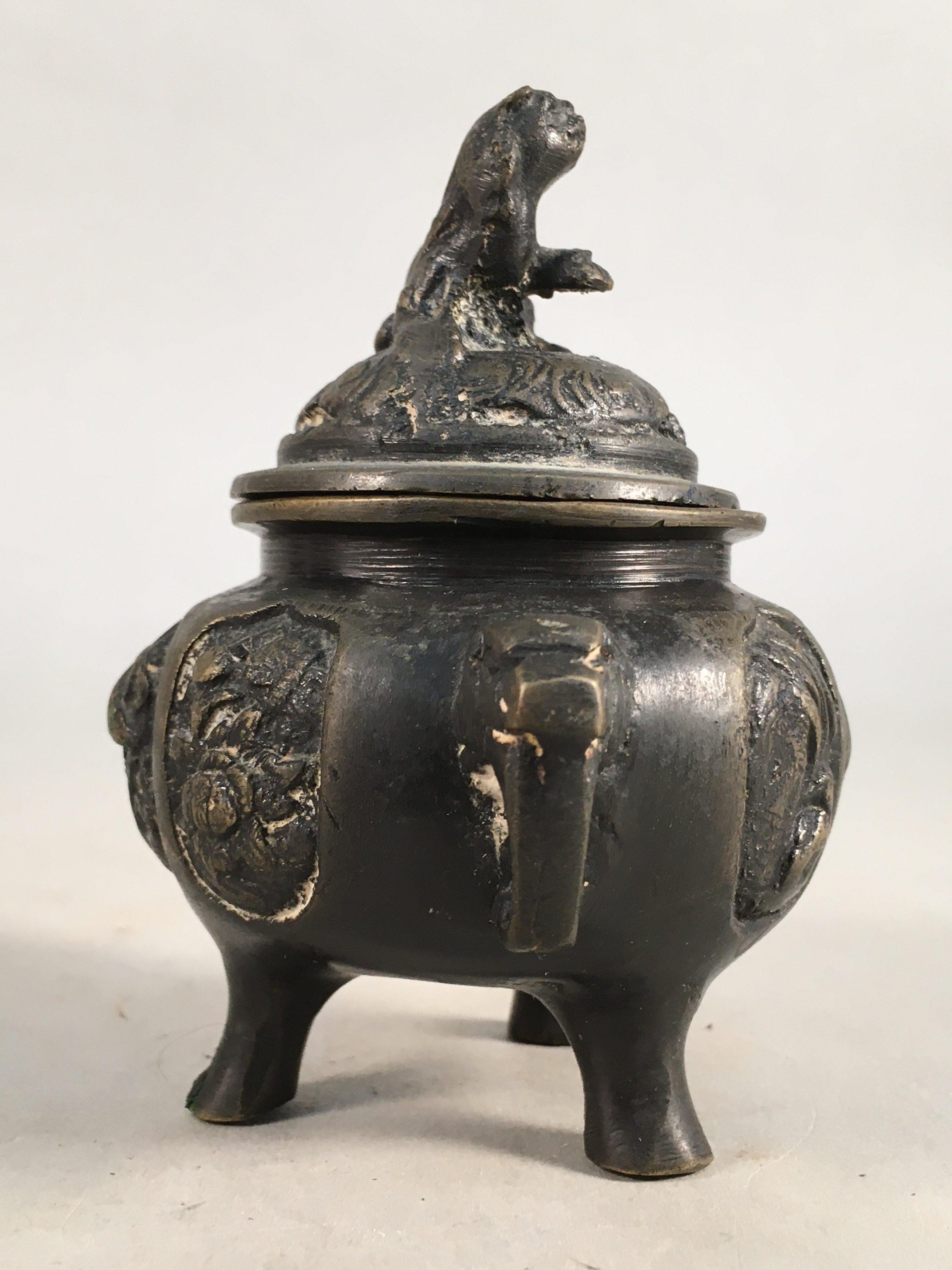 Japanese Buddhist Altar Fitting Bronze Incense Burner Vtg Shishi Koro BU283