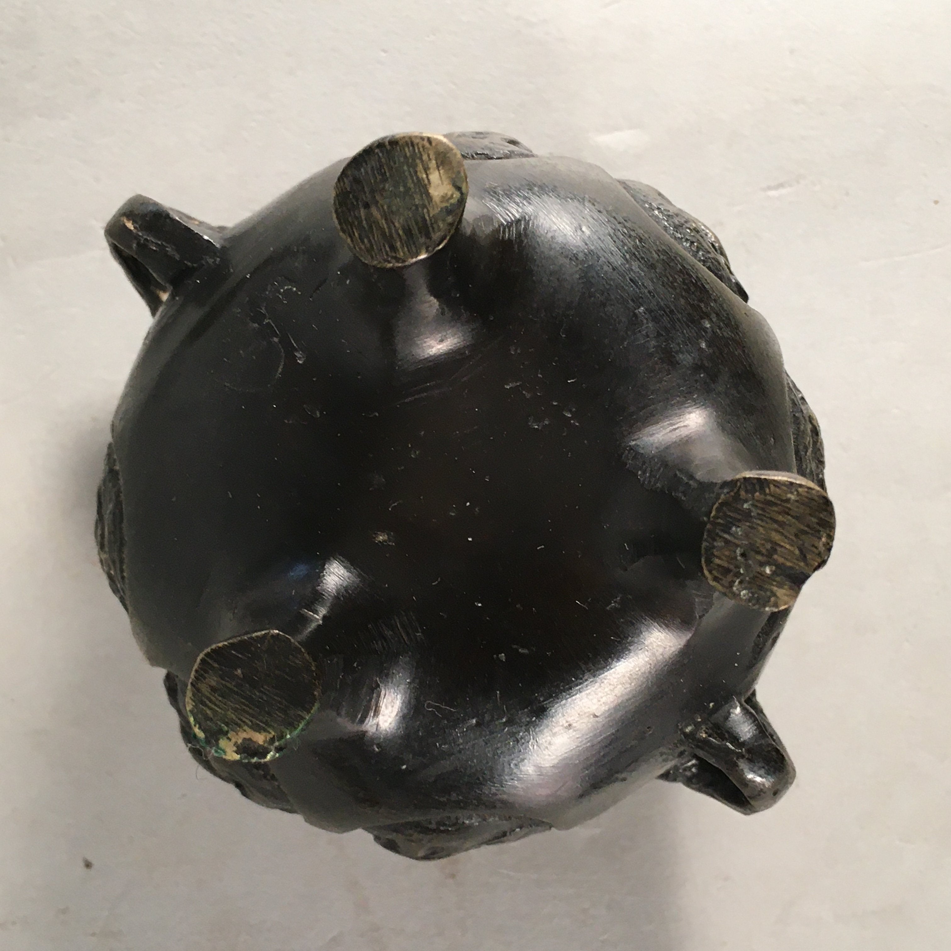 Japanese Buddhist Altar Fitting Bronze Incense Burner Vtg Shishi Koro BU283