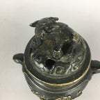 Japanese Buddhist Altar Fitting Bronze Incense Burner Vtg Shishi Koro BU435