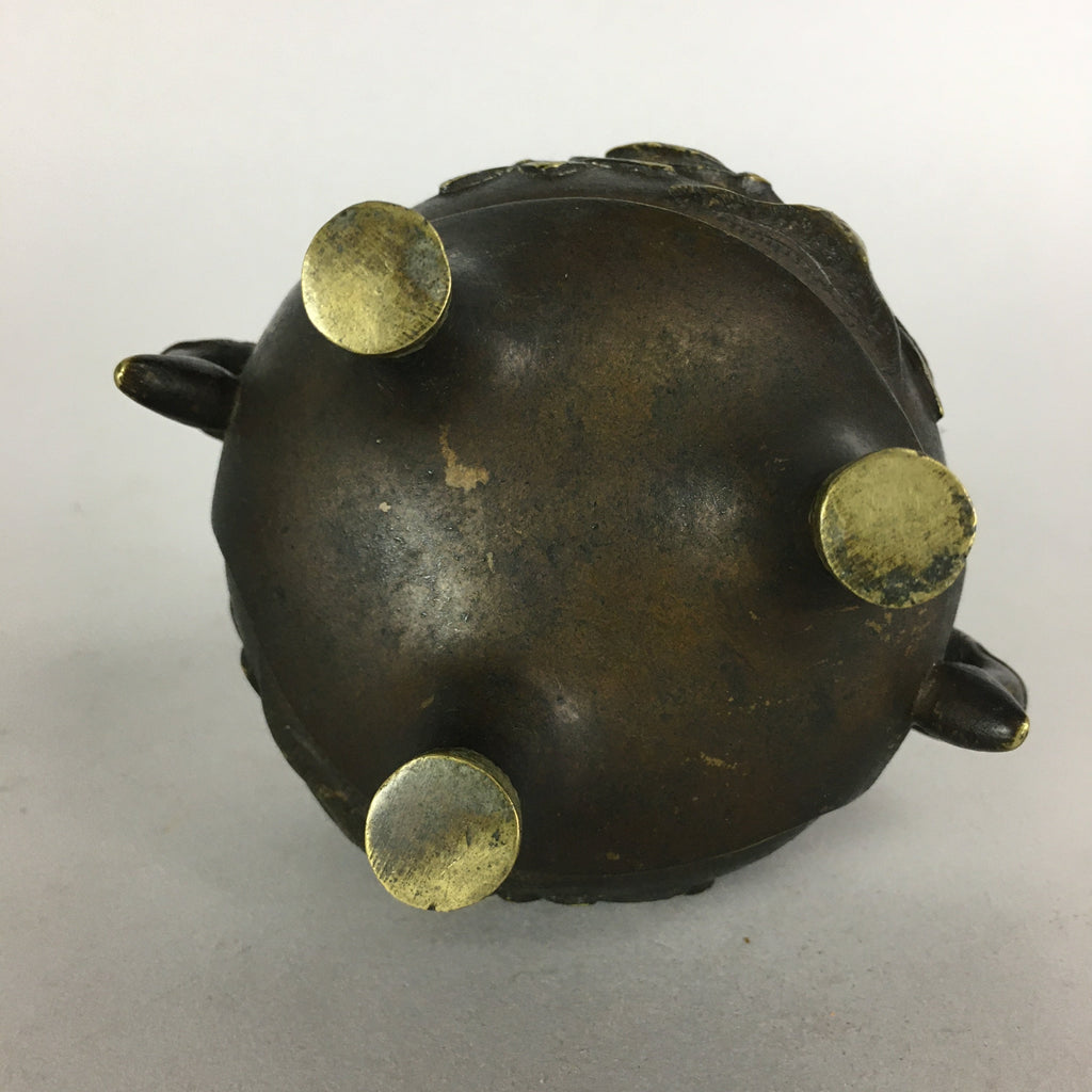 Japanese Buddhist Altar Fitting Bronze Incense Burner Vtg Shishi Koro BU435