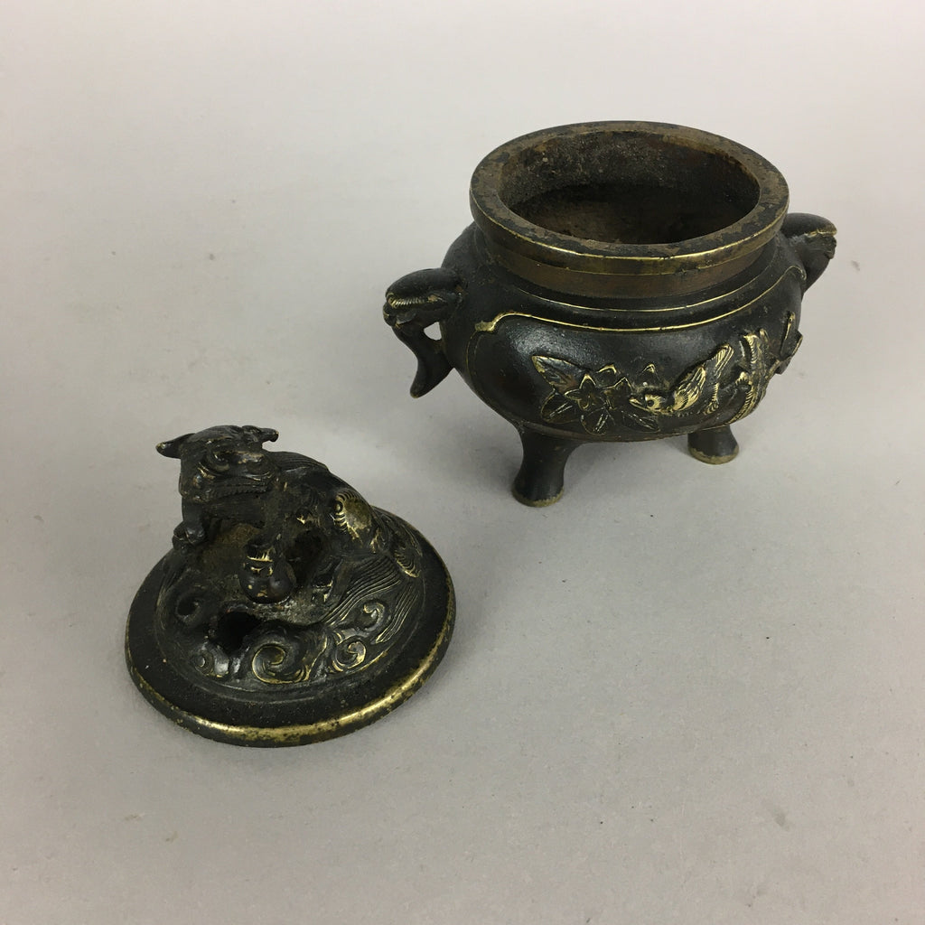 Japanese Buddhist Altar Fitting Bronze Incense Burner Vtg Shishi Koro BU435