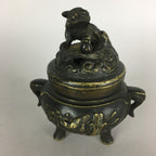 Japanese Buddhist Altar Fitting Bronze Incense Burner Vtg Shishi Koro BU435