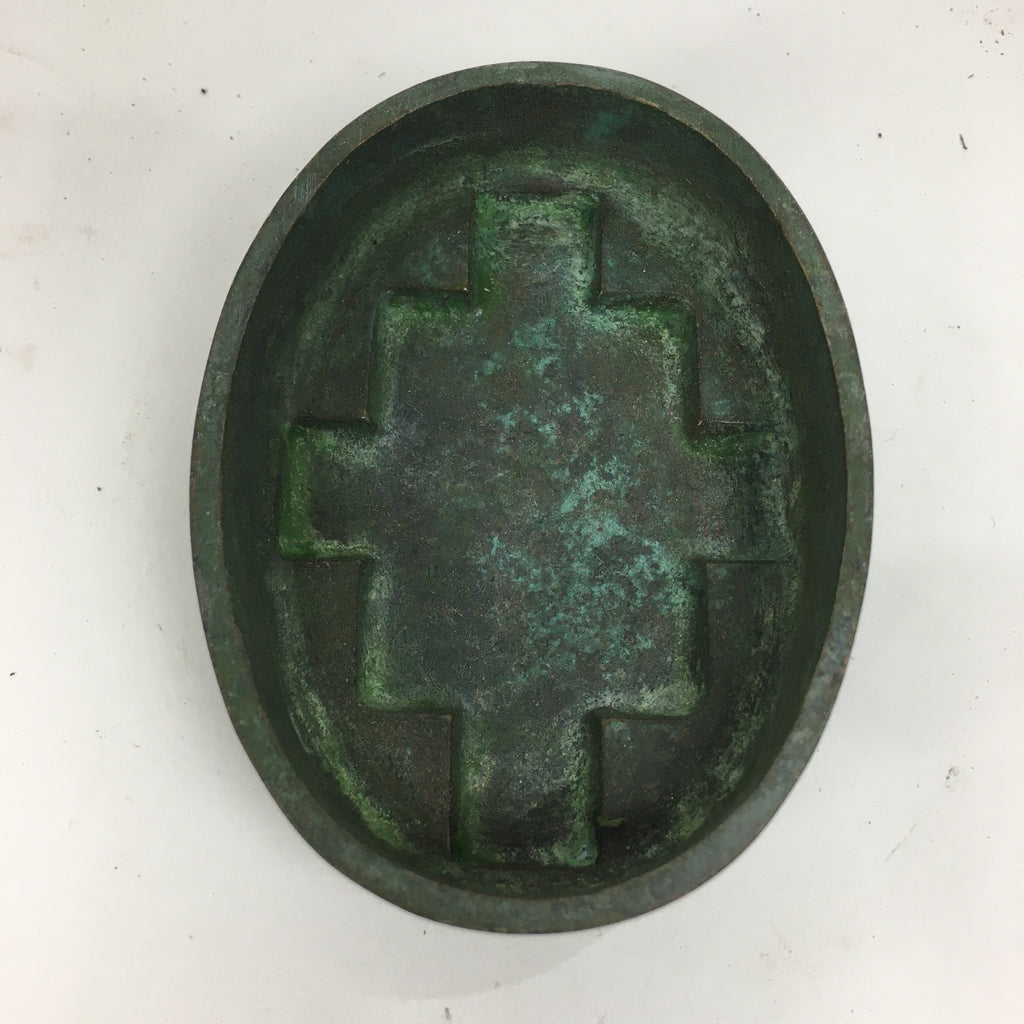 Japanese Buddhist Altar Fitting Bronze Incense Container Vtg Crane Kogo BU571