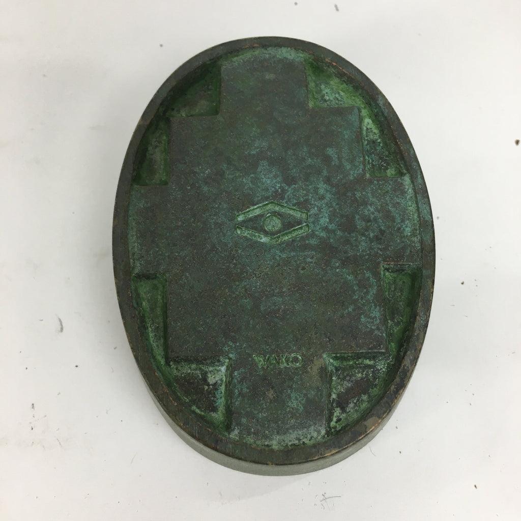 Japanese Buddhist Altar Fitting Bronze Incense Container Vtg Crane Kogo BU571