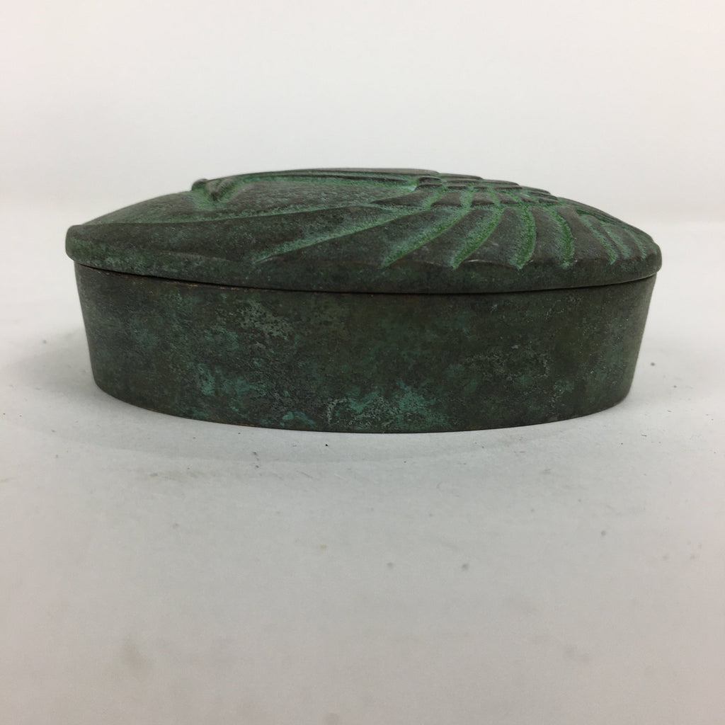 Japanese Buddhist Altar Fitting Bronze Incense Container Vtg Crane Kogo BU571