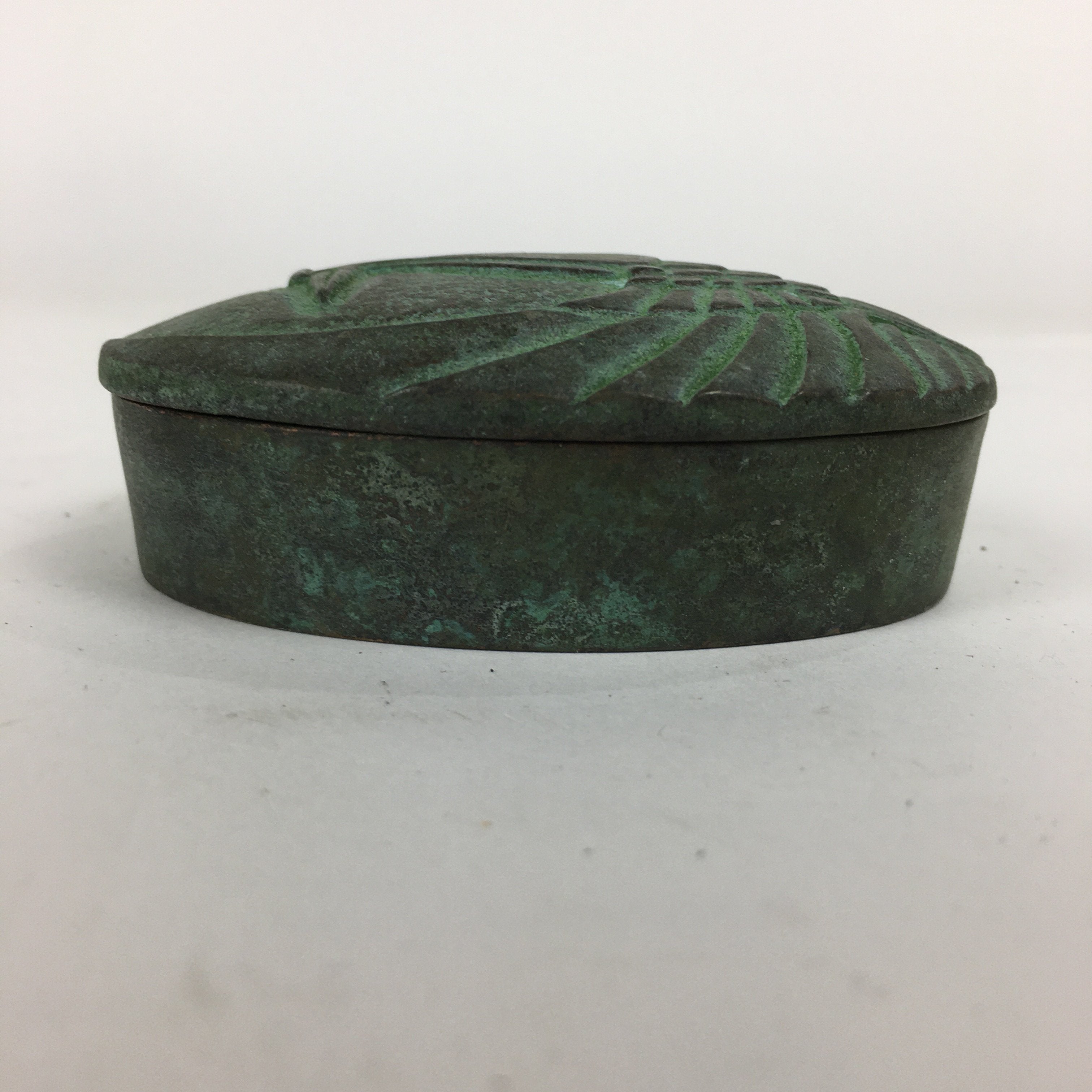 Japanese Buddhist Altar Fitting Bronze Incense Container Vtg Crane Kogo BU571
