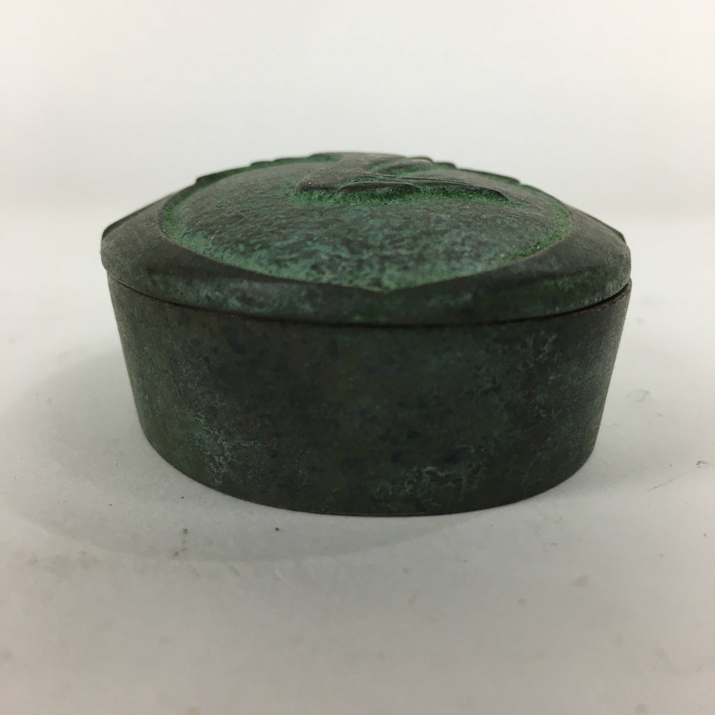 Japanese Buddhist Altar Fitting Bronze Incense Container Vtg Crane Kogo BU571