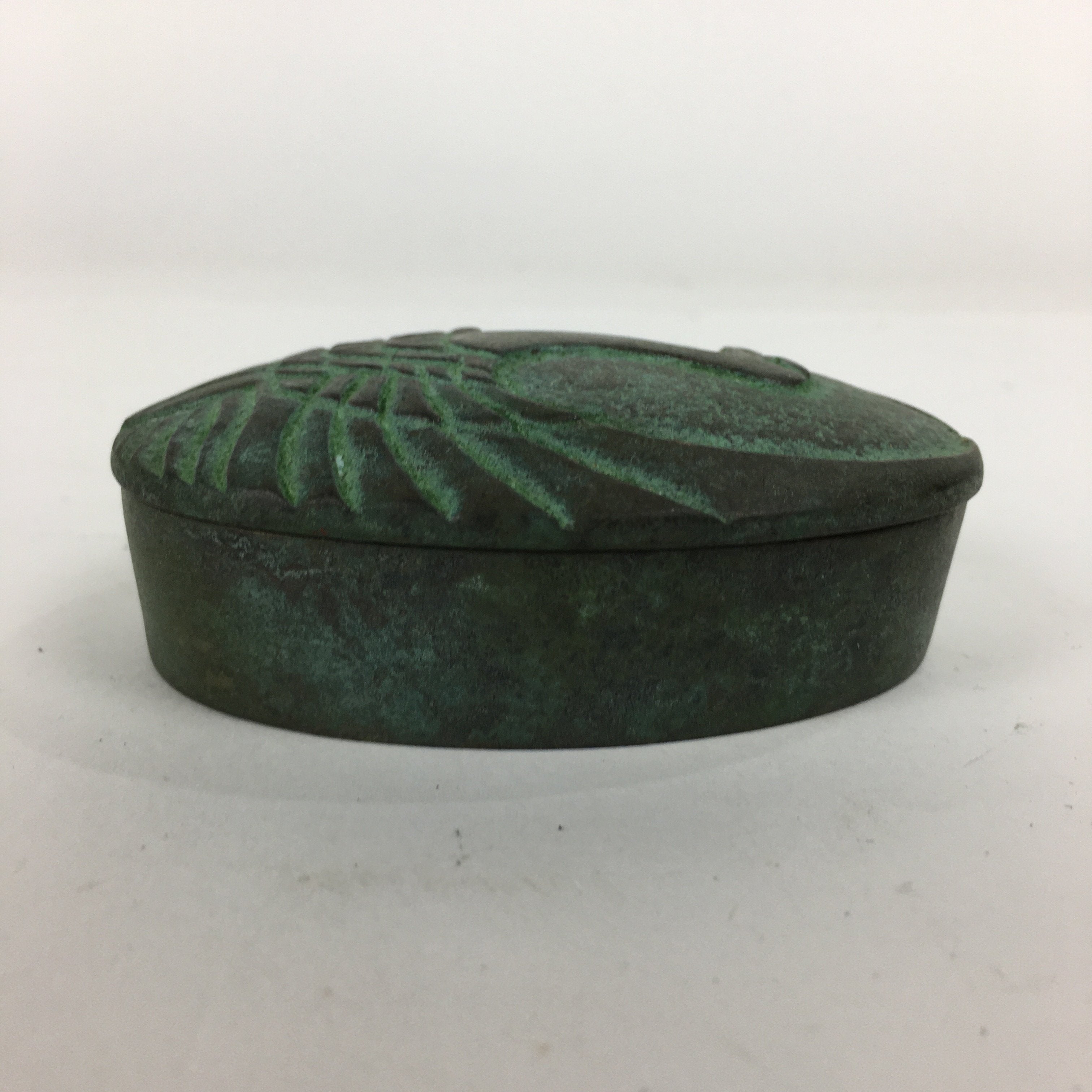 Japanese Buddhist Altar Fitting Bronze Incense Container Vtg Crane Kogo BU571