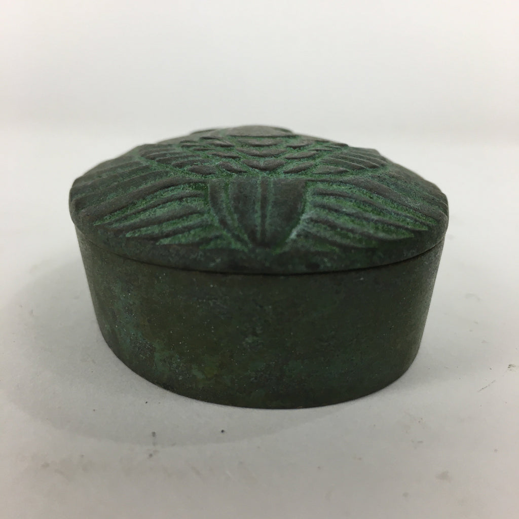 Japanese Buddhist Altar Fitting Bronze Incense Container Vtg Crane Kogo BU571