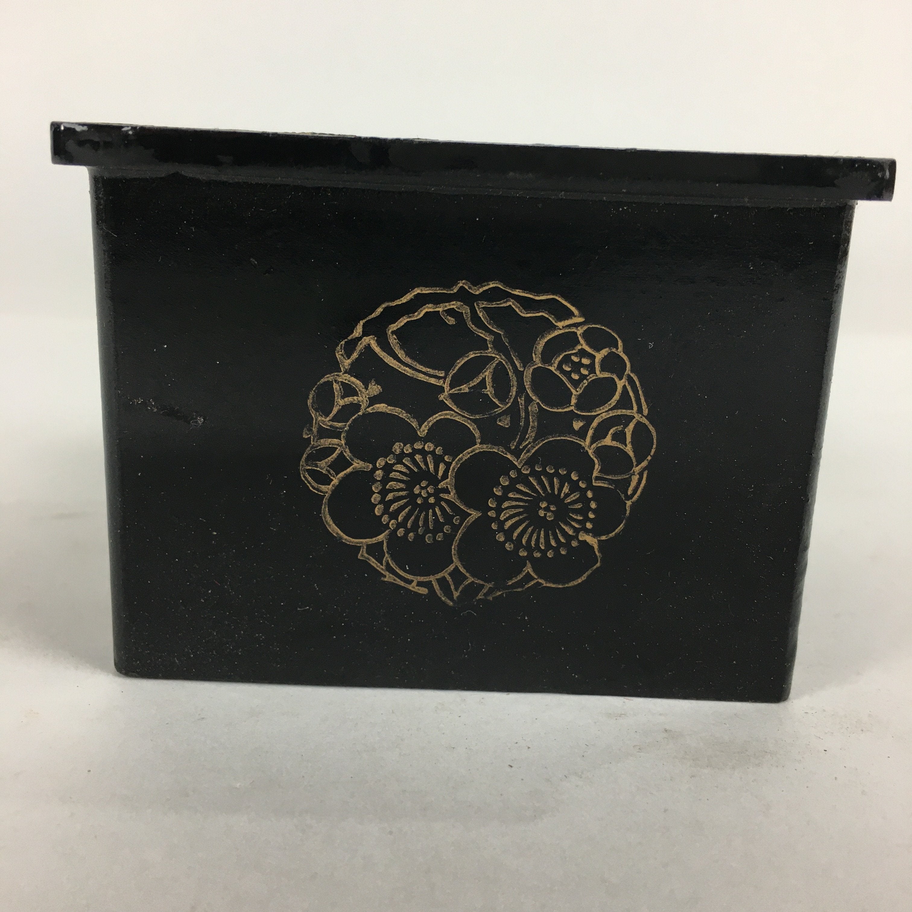 Japanese Buddhist Altar Fitting Buddha Statue Stand Box Vtg Black Square BU585