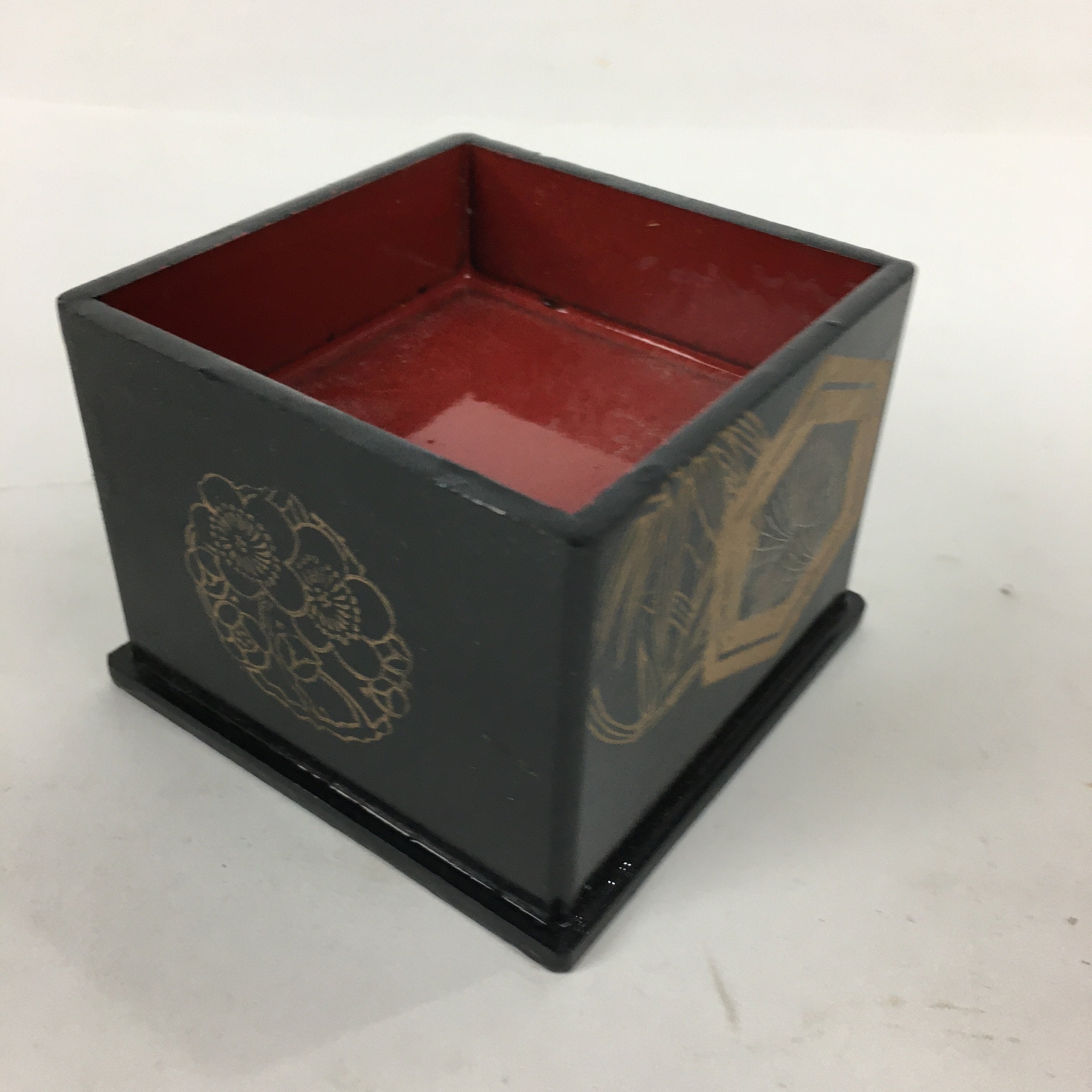 Japanese Buddhist Altar Fitting Buddha Statue Stand Box Vtg Black Square BU585