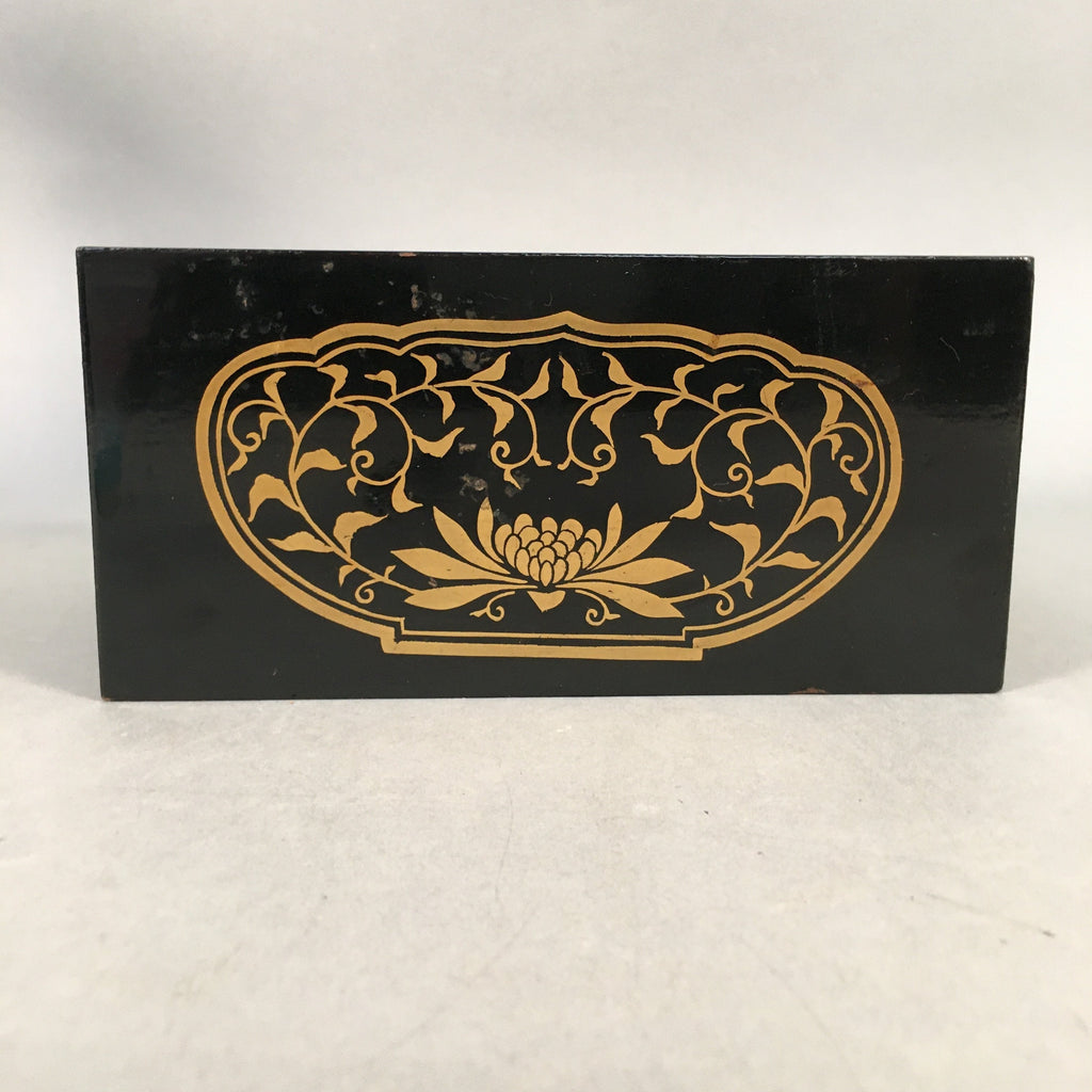Japanese Buddhist Altar Fitting Buddha Statue Stand Vtg Table Black Square Box BU387