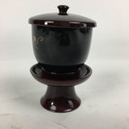Japanese Buddhist Altar Fitting Buddha Tea Cup Vtg Brown Black Sayuki BU586