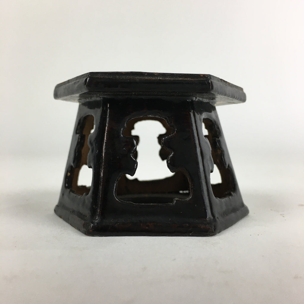 Japanese Buddhist Altar Fitting Bukki Vtg Wood Lacquered Rice Cup Stand BU680