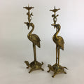 Japanese Buddhist Altar Fitting Candle Stand Brass Crane Shokudai Butsudan BU499