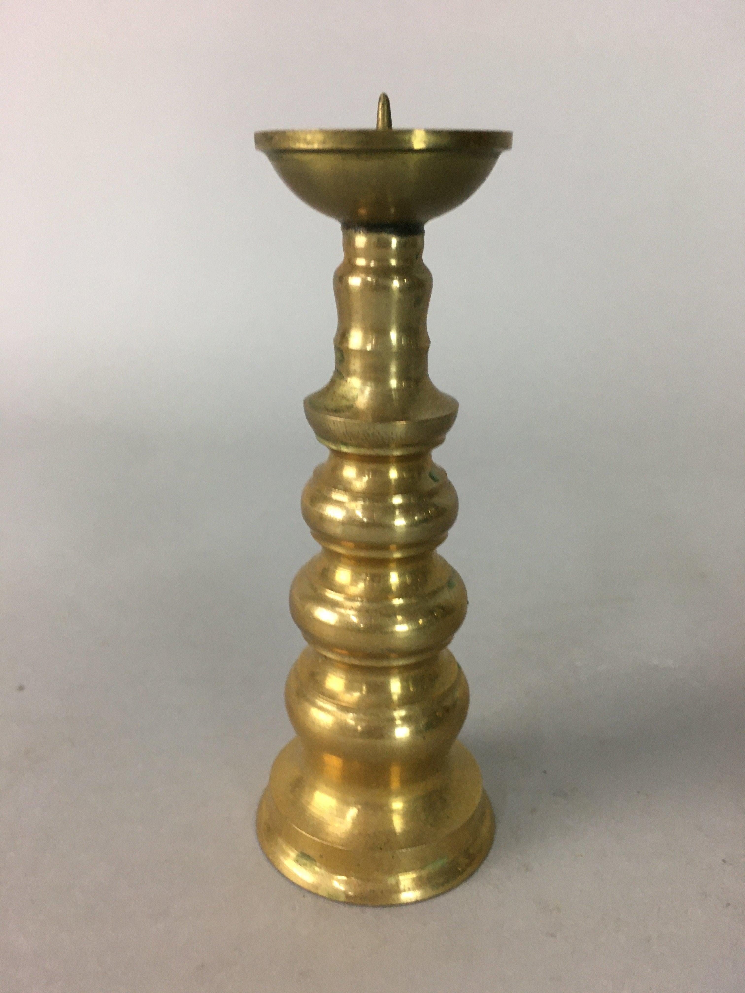 Japanese Buddhist Altar Fitting Candle Stand Vtg Brass Shokudai Butsudan BU105