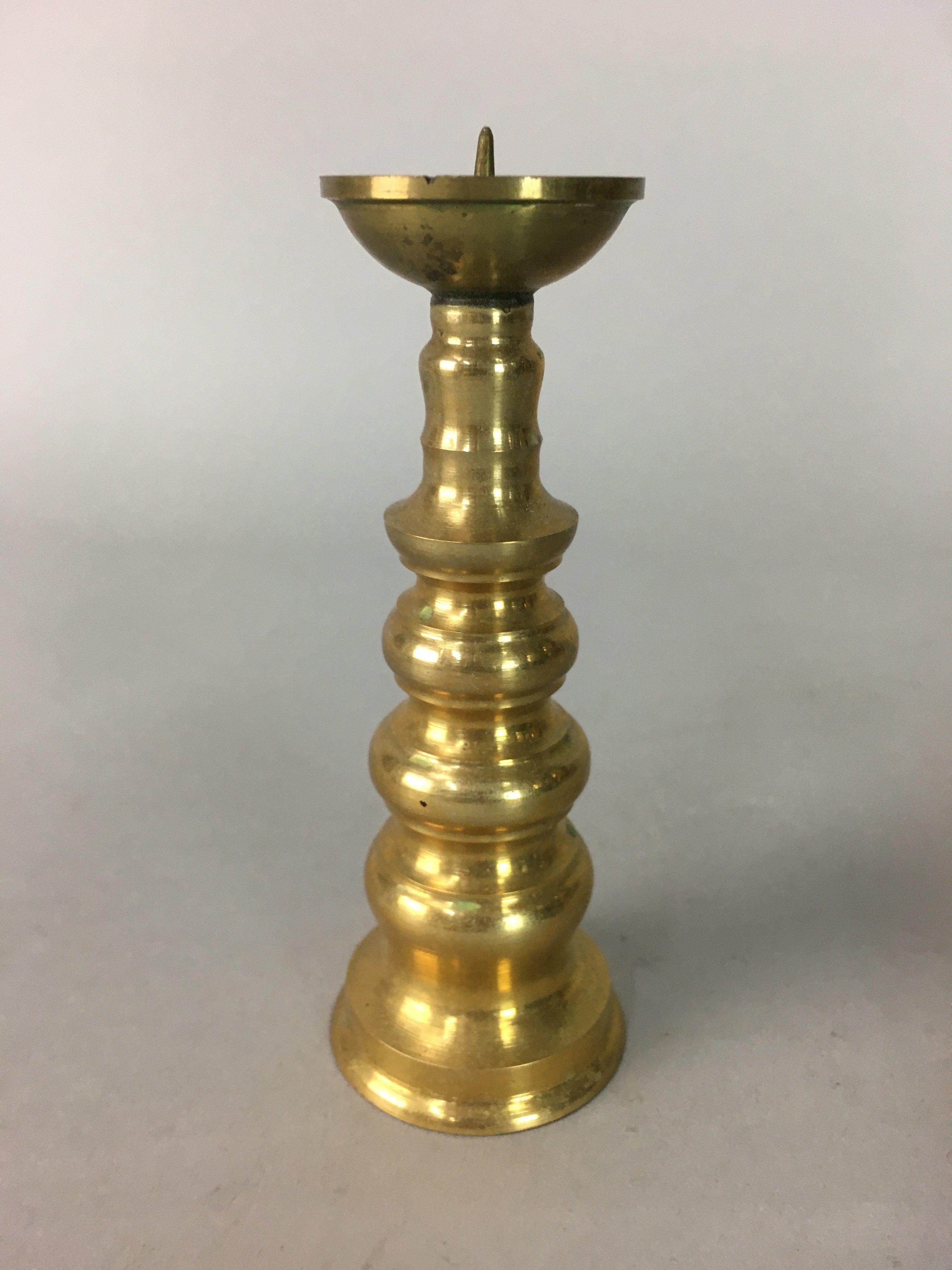 Japanese Buddhist Altar Fitting Candle Stand Vtg Brass Shokudai Butsudan BU105