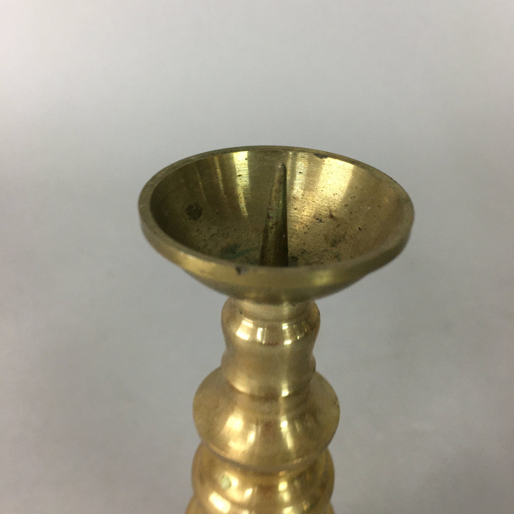 Japanese Buddhist Altar Fitting Candle Stand Vtg Brass Shokudai Butsudan BU105