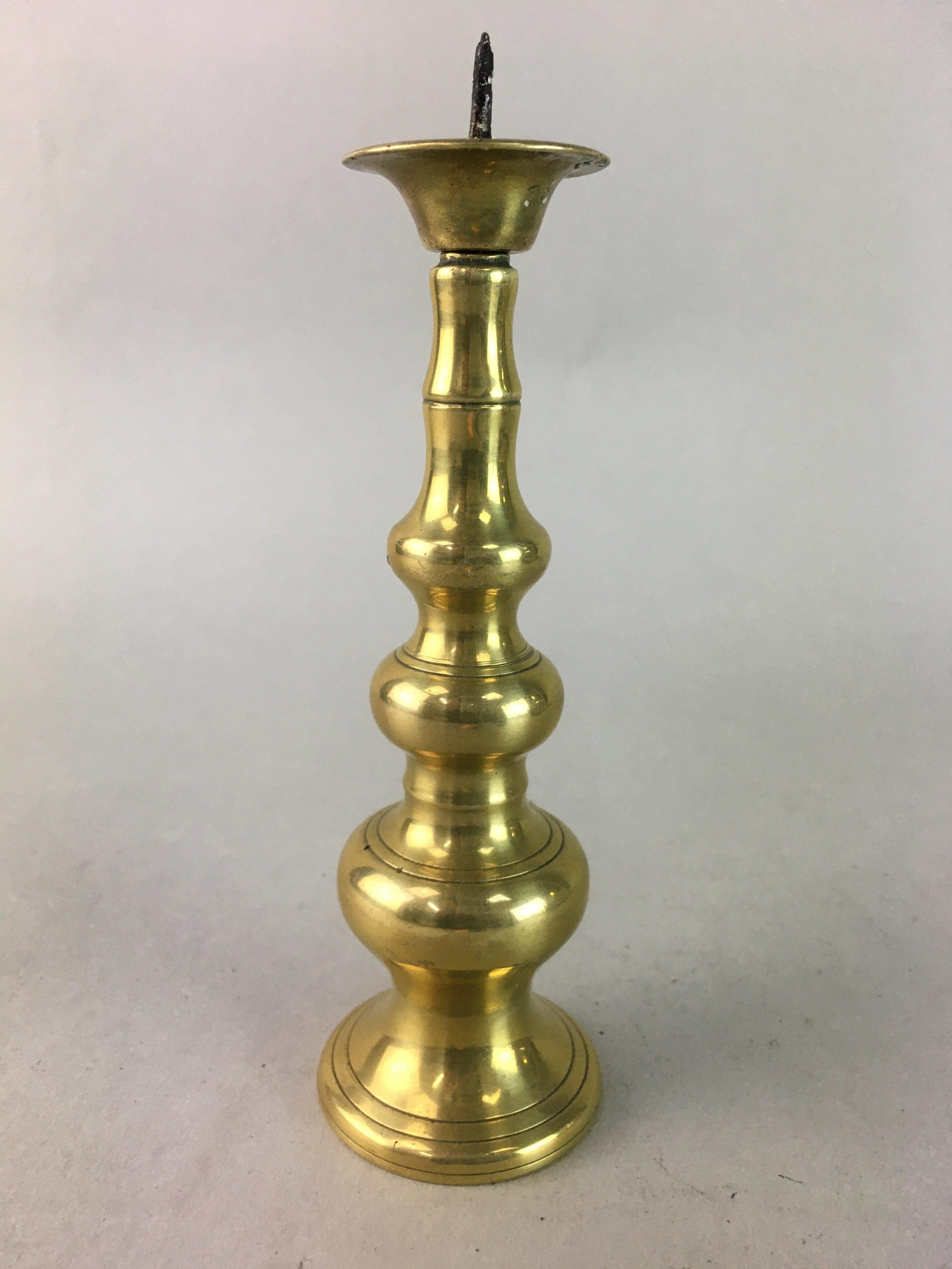 Japanese Buddhist Altar Fitting Candle Stand Vtg Brass Shokudai Butsudan BU180