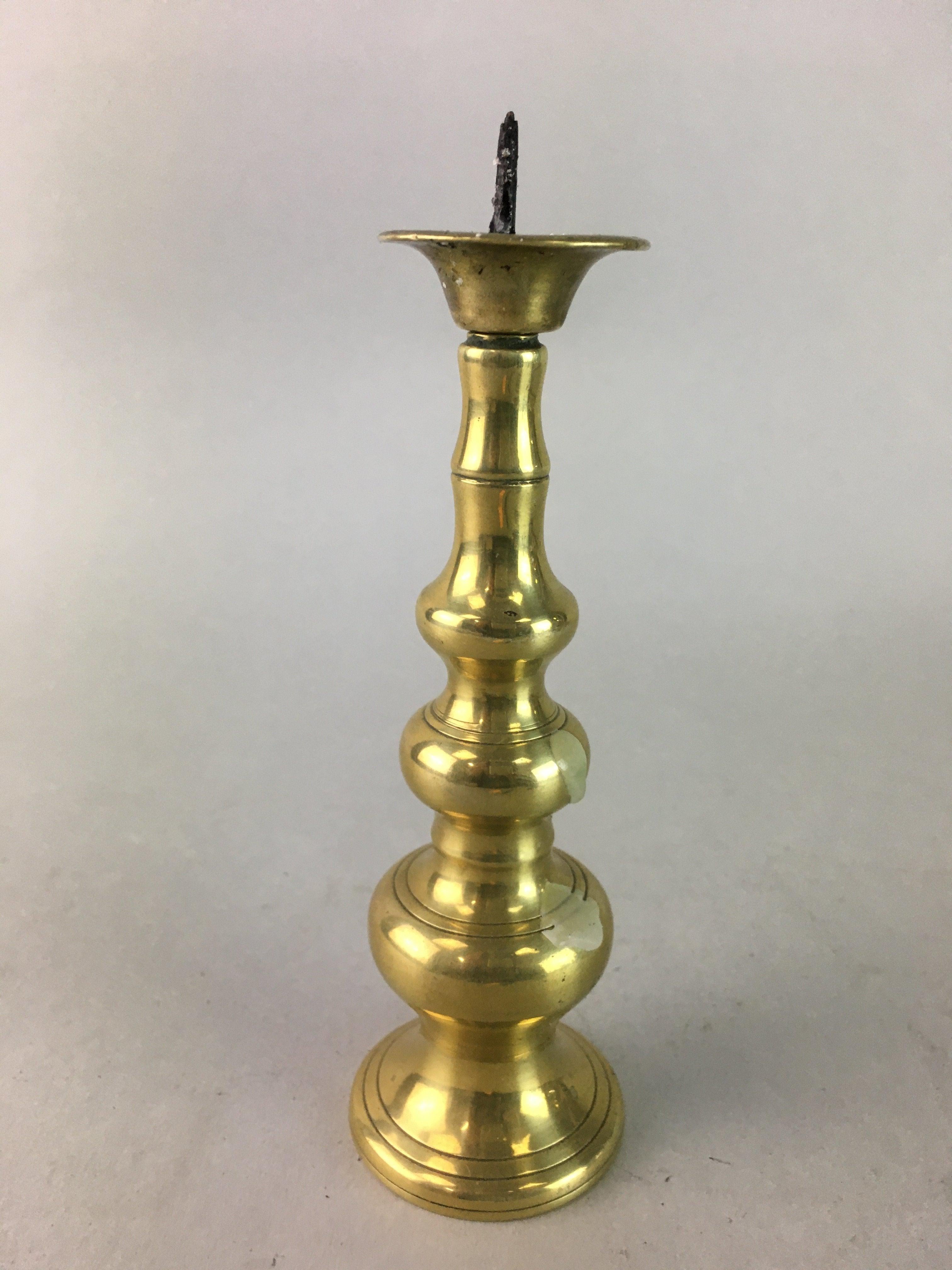 Japanese Buddhist Altar Fitting Candle Stand Vtg Brass Shokudai Butsudan BU180
