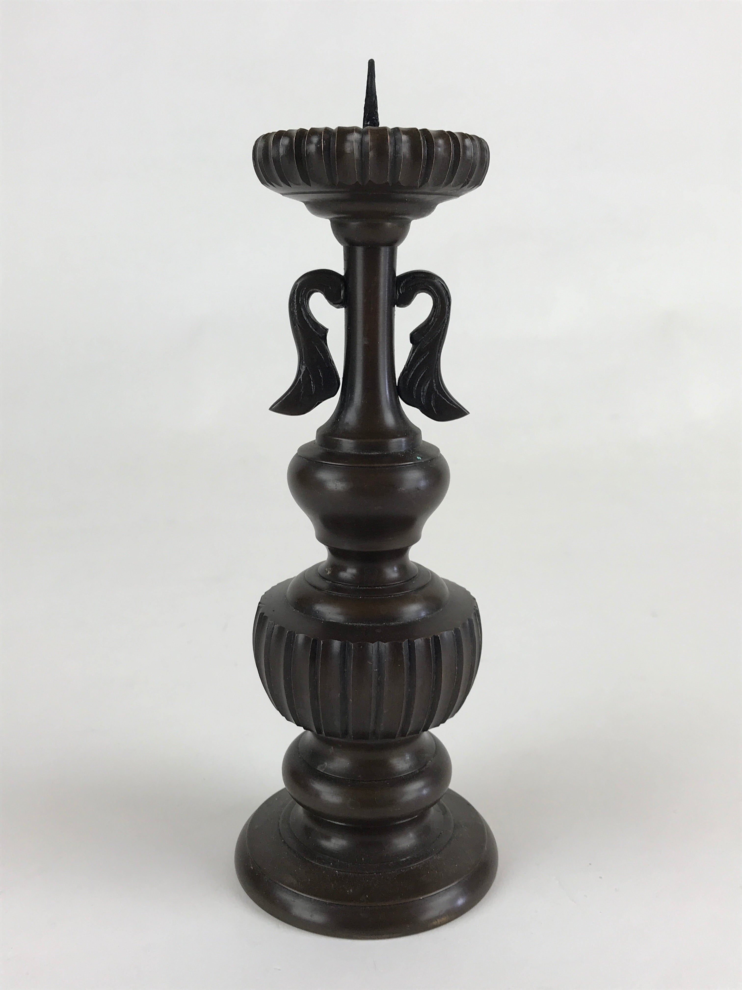 Japanese Buddhist Altar Fitting Candle Stand Vtg Copper Shokudai Butsudan BU912