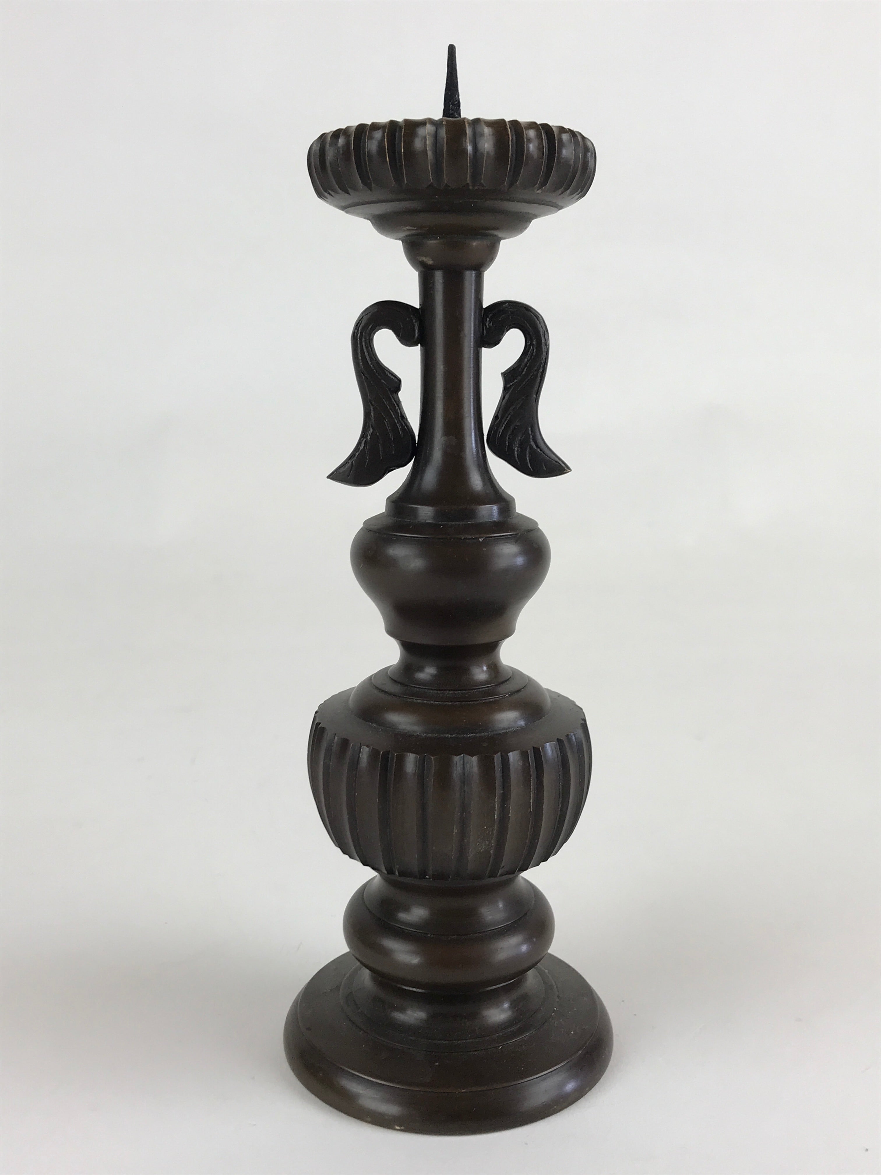 Japanese Buddhist Altar Fitting Candle Stand Vtg Copper Shokudai Butsudan BU912