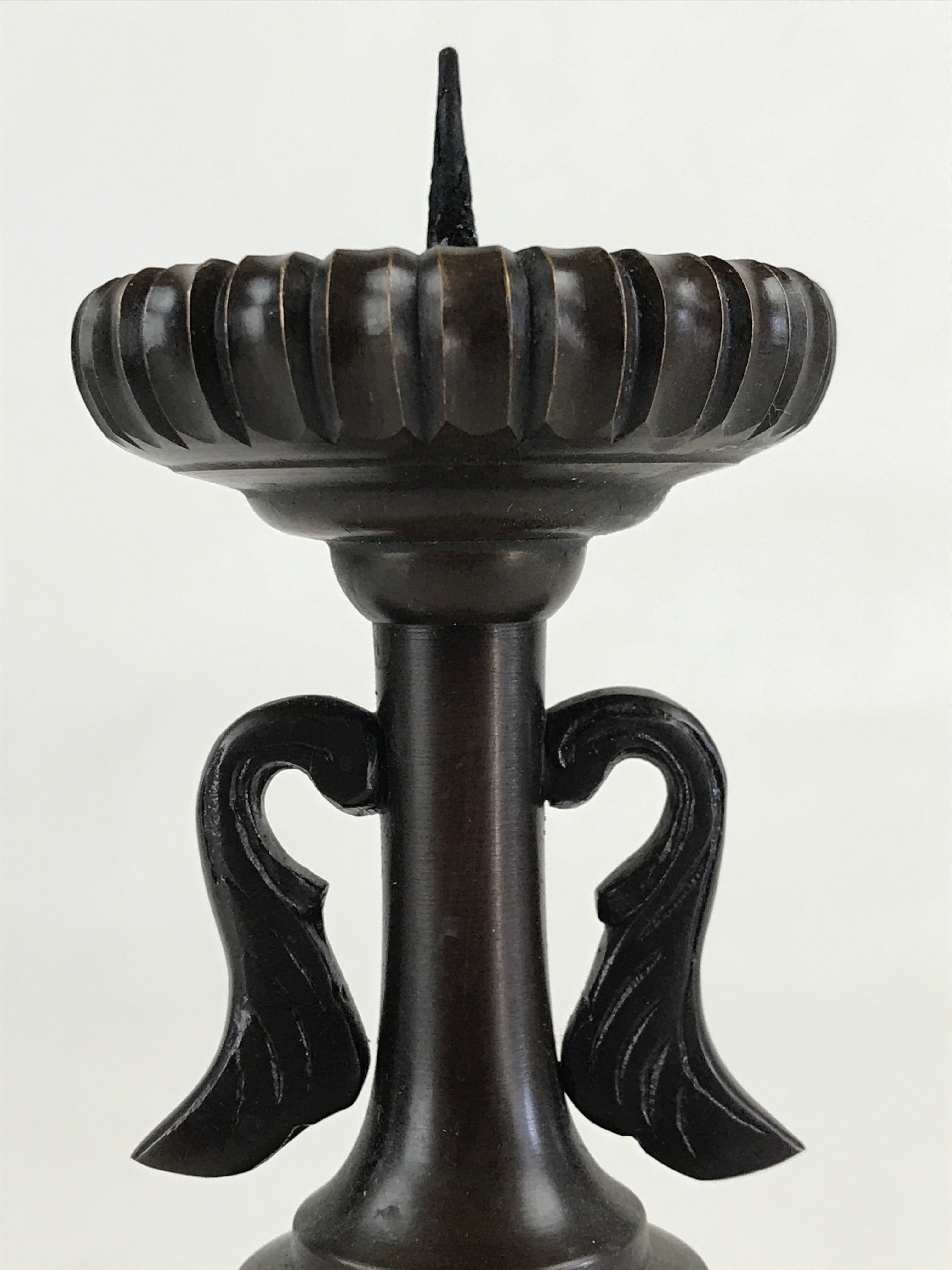 Japanese Buddhist Altar Fitting Candle Stand Vtg Copper Shokudai Butsudan BU912