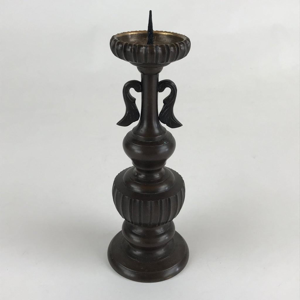 Japanese Buddhist Altar Fitting Candle Stand Vtg Copper Shokudai Butsudan BU912