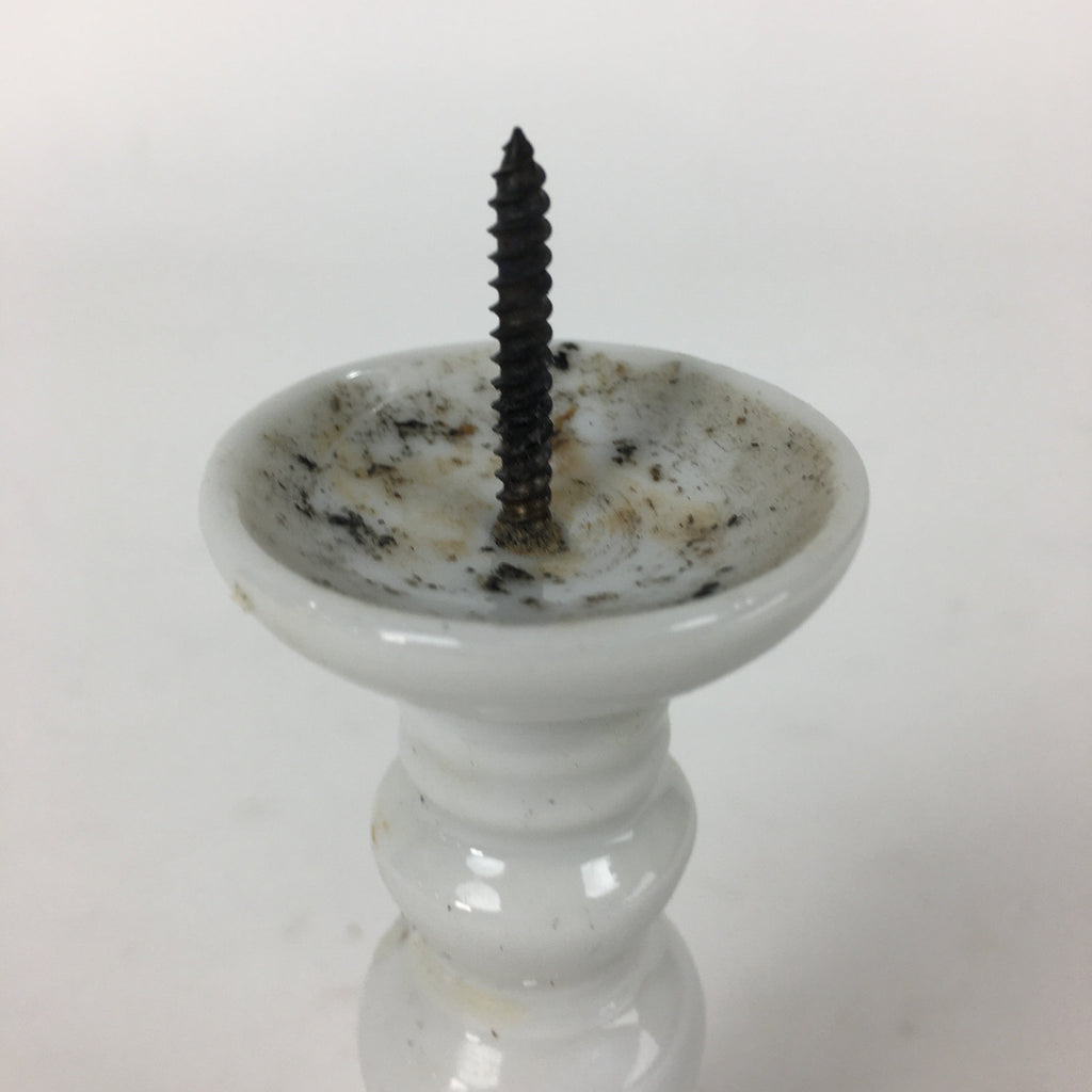 Japanese Buddhist Altar Fitting Candle Stand Vtg Porcelain Shokudai Butsudan BU6
