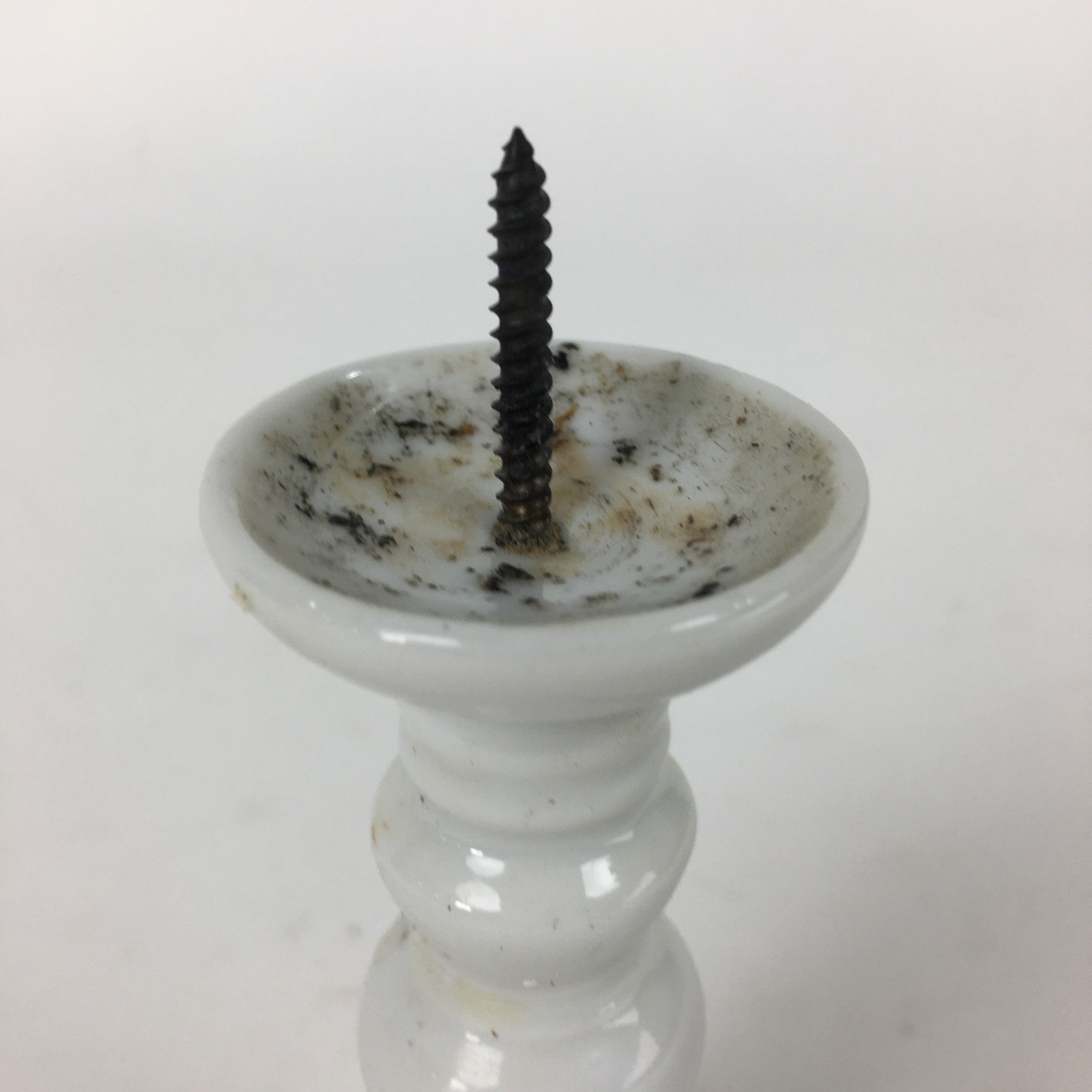 Japanese Buddhist Altar Fitting Candle Stand Vtg Porcelain Shokudai Butsudan BU6