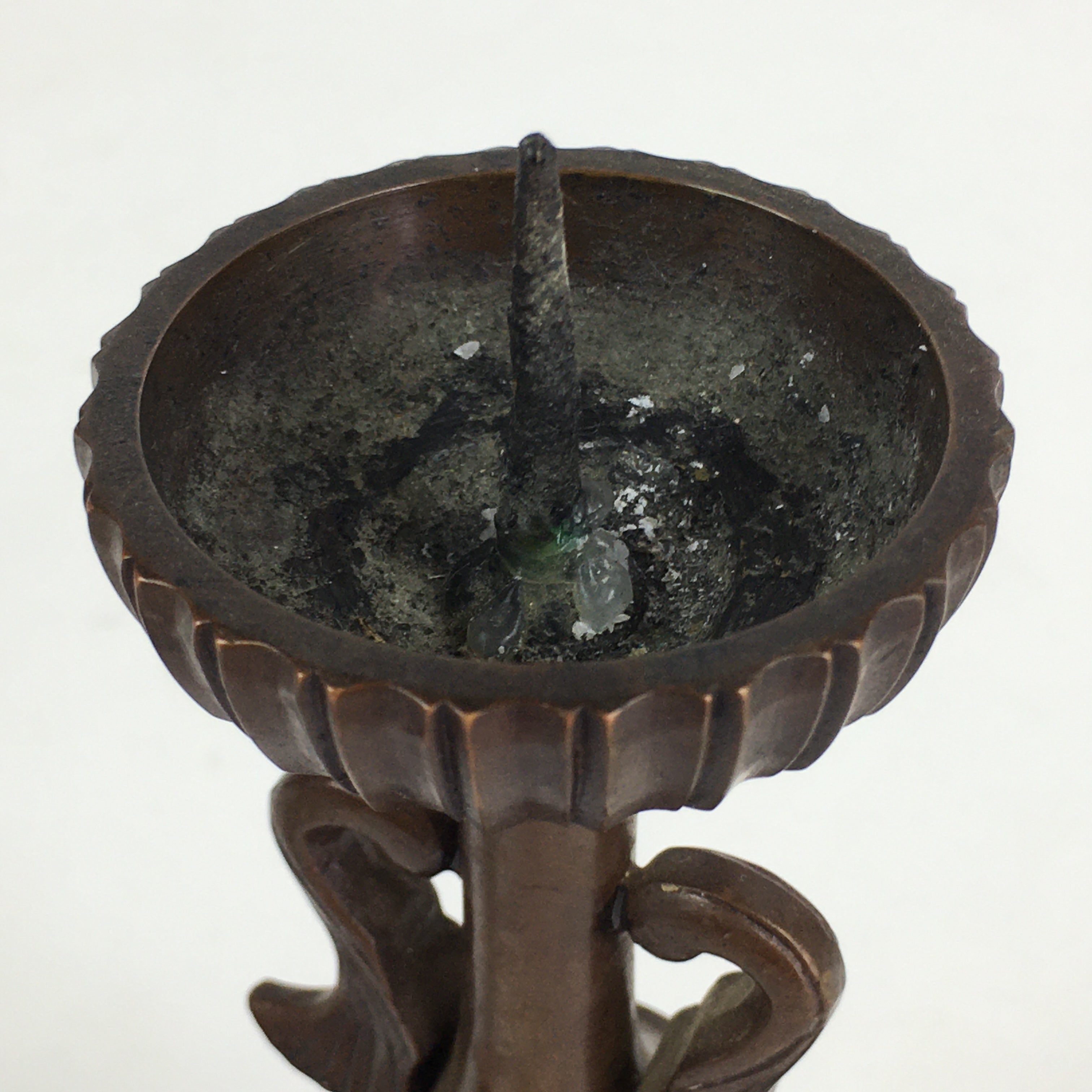 Japanese Buddhist Altar Fitting Copper Candle Stand set Vtg Shokudai BU654