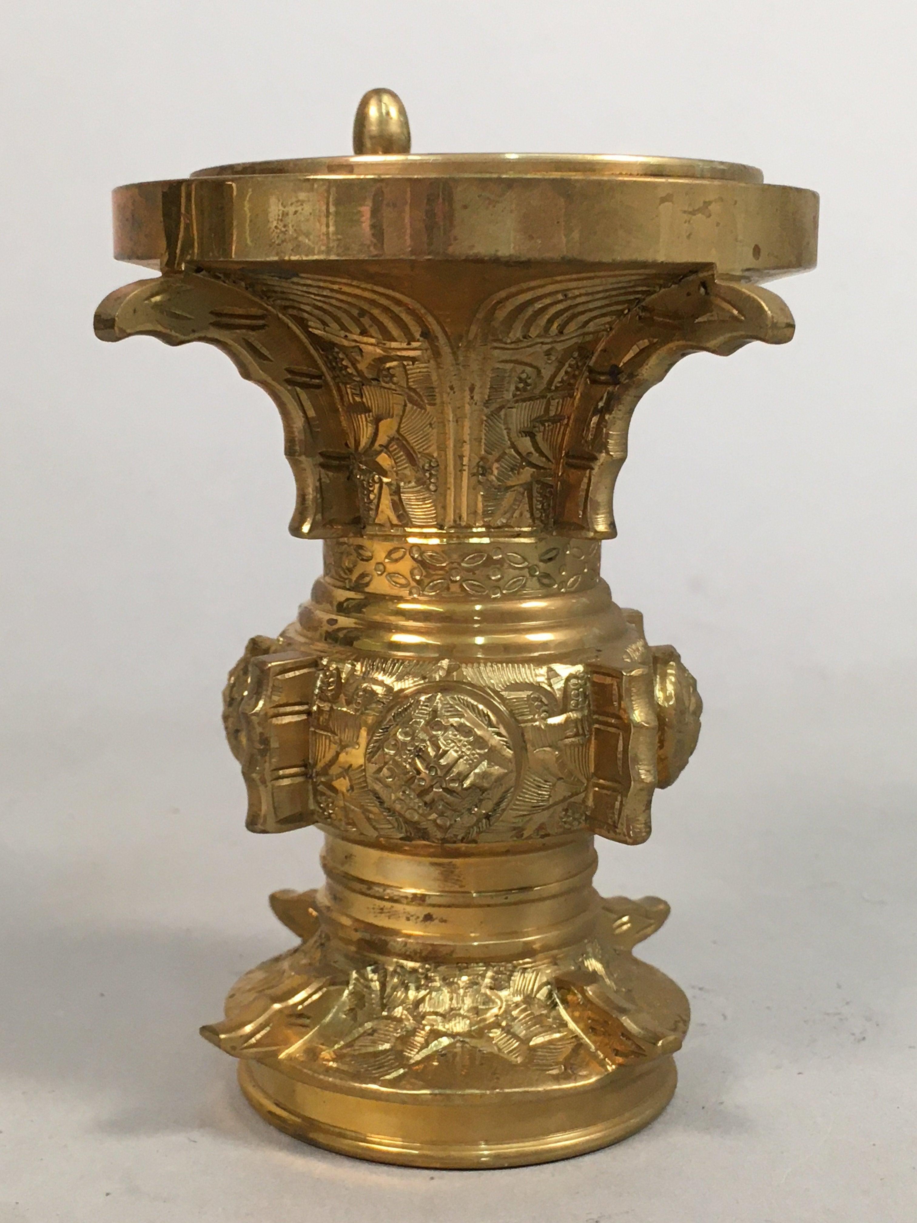 Japanese Buddhist Altar Fitting Flower Stand Vase Vtg Brass Butsudan BU243