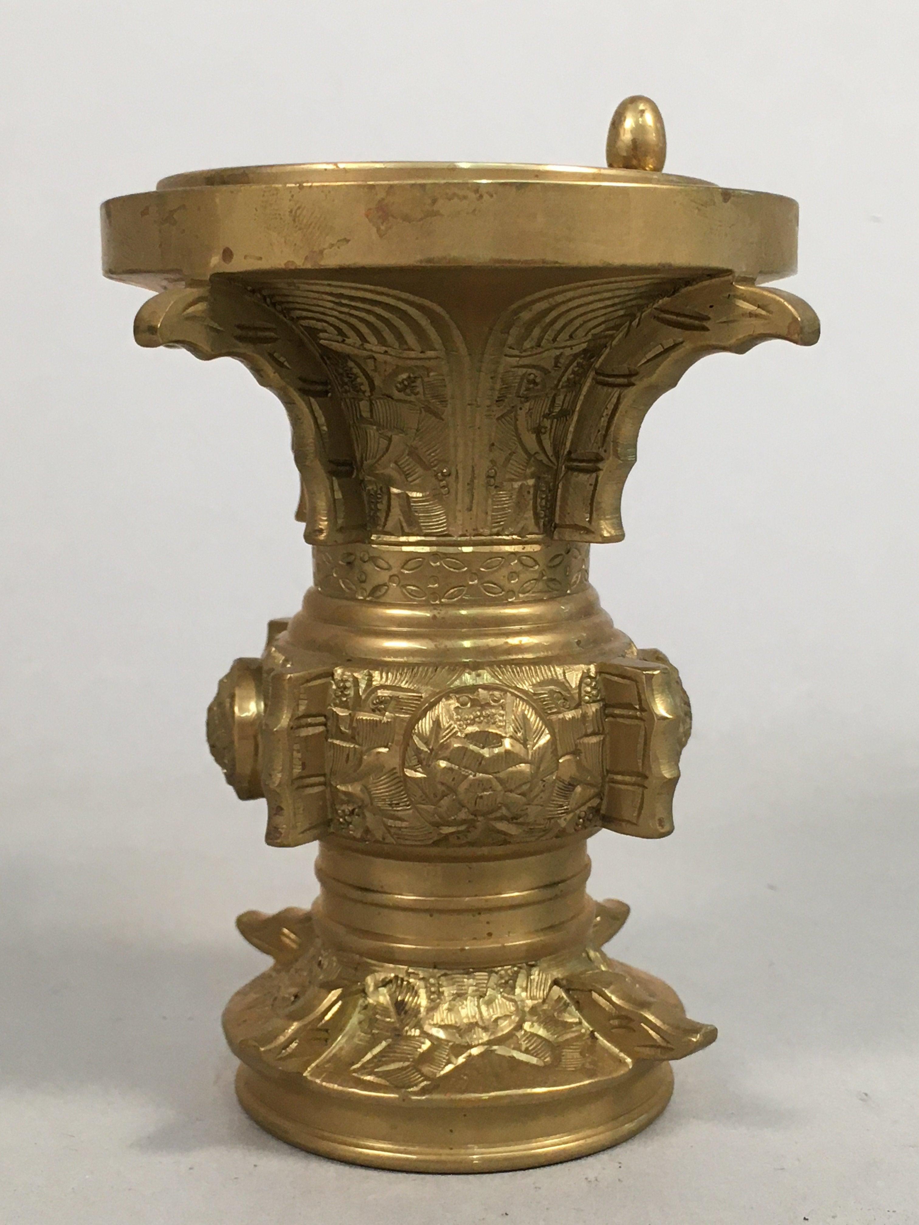 Japanese Buddhist Altar Fitting Flower Stand Vase Vtg Brass Butsudan BU243